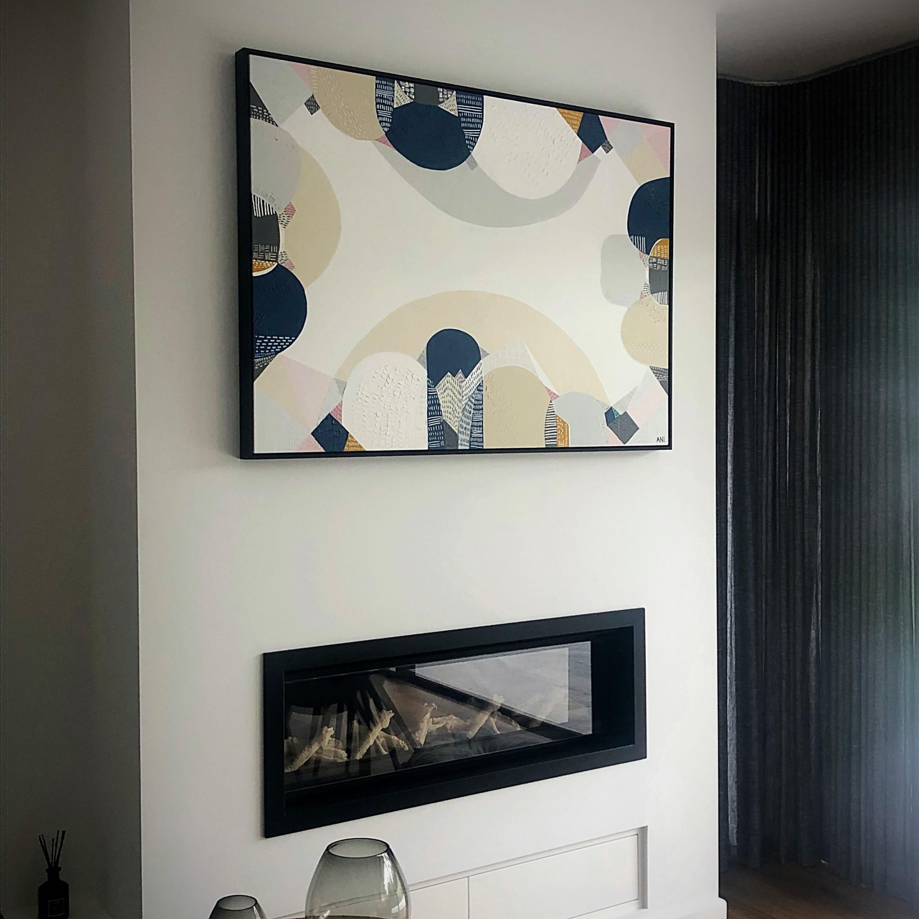 Blue Mountains Spirit – abstract Australian landscape print by Ani Ipradjian featuring soft blue tones and textured layers inspired by the eucalyptus haze and scenic beauty of Sydney’s Blue Mountains.