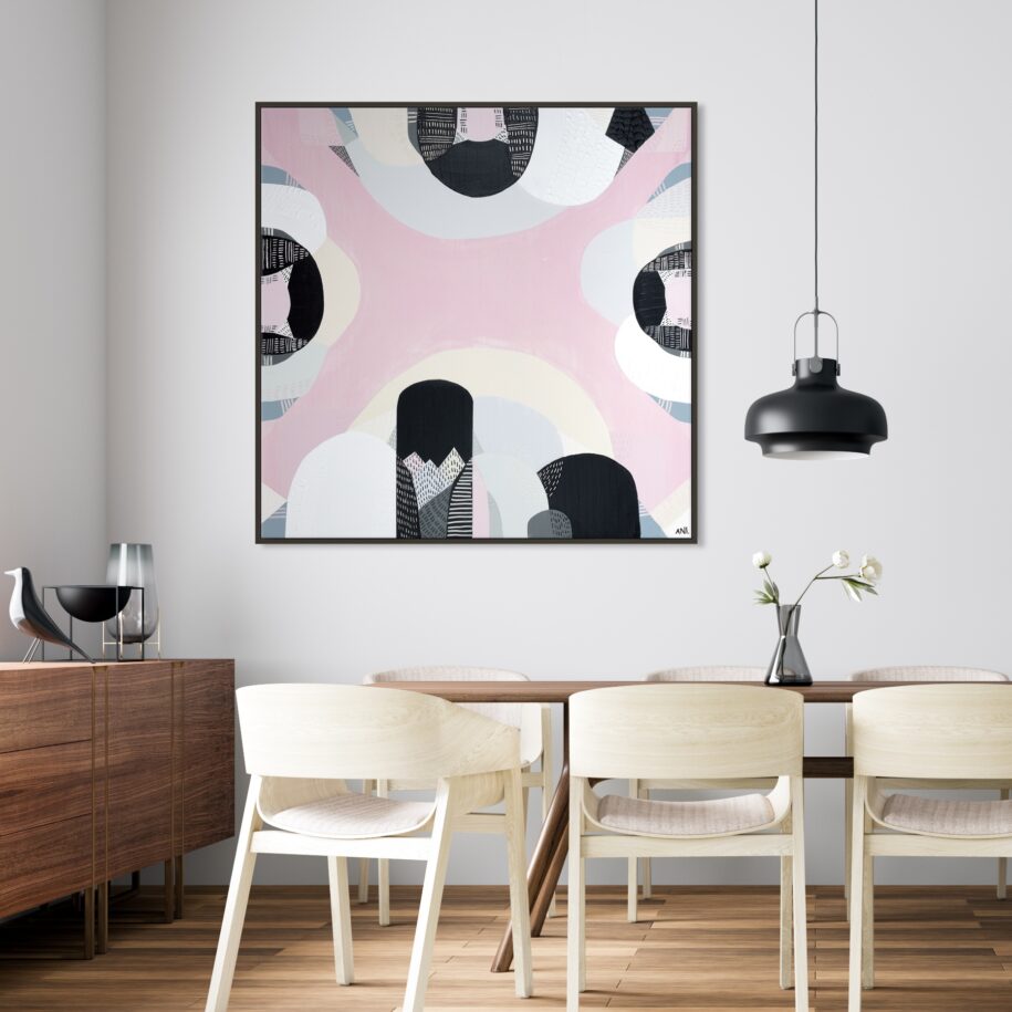 "Westgate Park Salt Lake art print by Ani Ipradjian. Abstract Australian landscape inspired by Melbourne’s pink salt lake beneath the West Gate Bridge. Perfect for collectors of bold, urban nature-inspired prints."