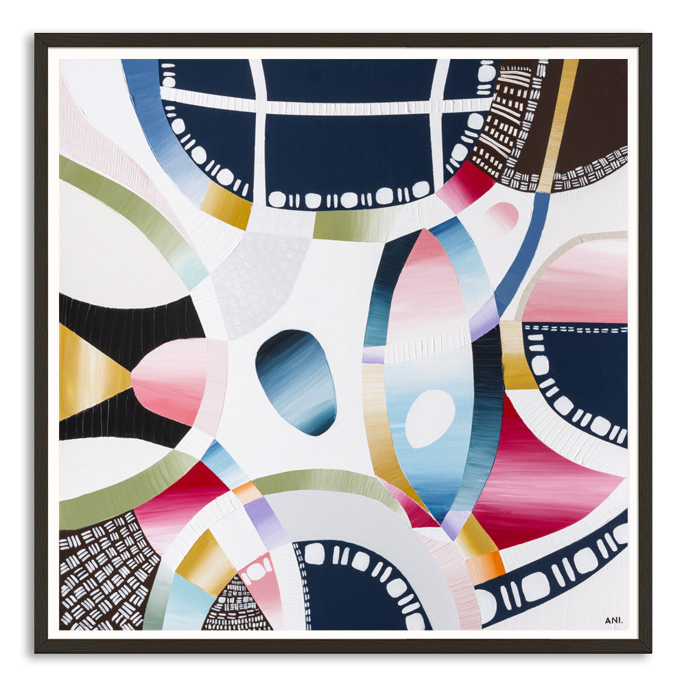 AAMI Park Melbourne print by Ani Ipradjian – abstract cityscape art inspired by Melbourne’s architecture and sports culture, featuring bold colours and geometric design. Ideal for collectors of Australian art and urban-themed wall décor.