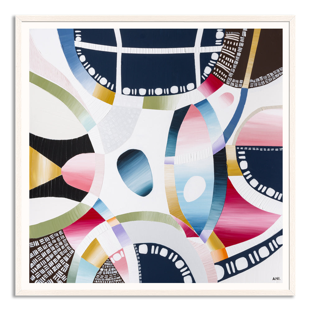 AAMI Park Melbourne print by Ani Ipradjian – abstract cityscape art inspired by Melbourne’s architecture and sports culture, featuring bold colours and geometric design. Ideal for collectors of Australian art and urban-themed wall décor.