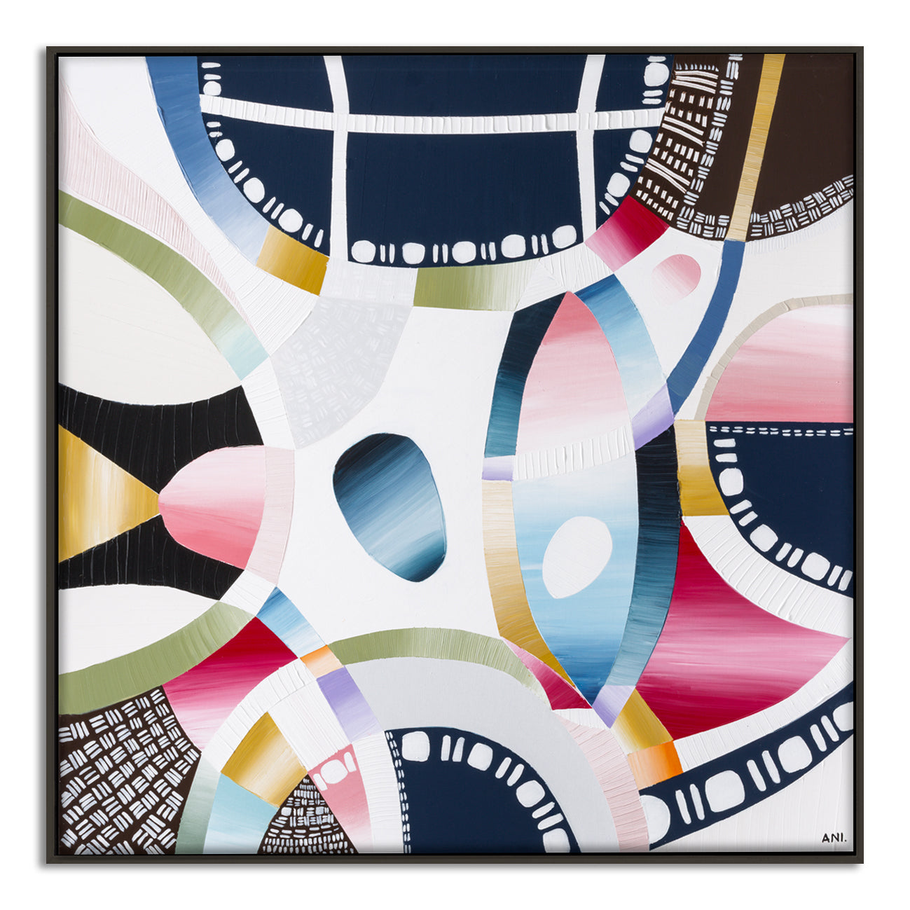 AAMI Park Melbourne print by Ani Ipradjian – abstract cityscape art inspired by Melbourne’s architecture and sports culture, featuring bold colours and geometric design. Ideal for collectors of Australian art and urban-themed wall décor.