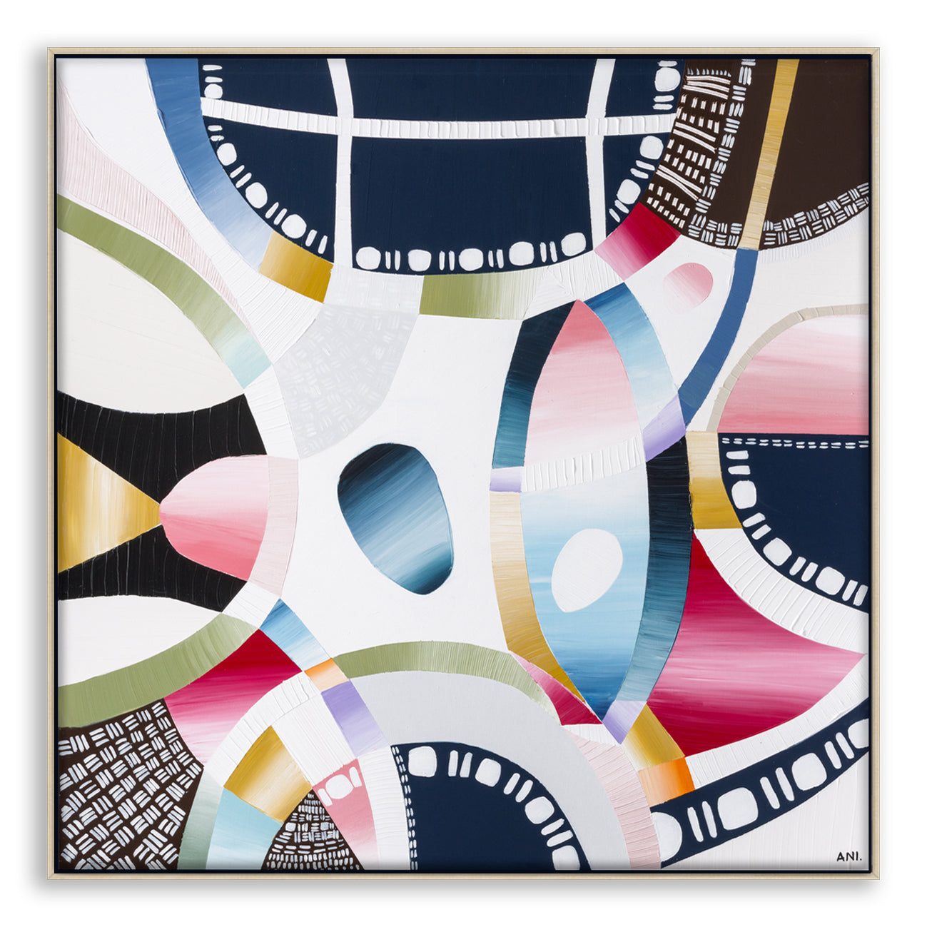 AAMI Park Melbourne print by Ani Ipradjian – abstract cityscape art inspired by Melbourne’s architecture and sports culture, featuring bold colours and geometric design. Ideal for collectors of Australian art and urban-themed wall décor.