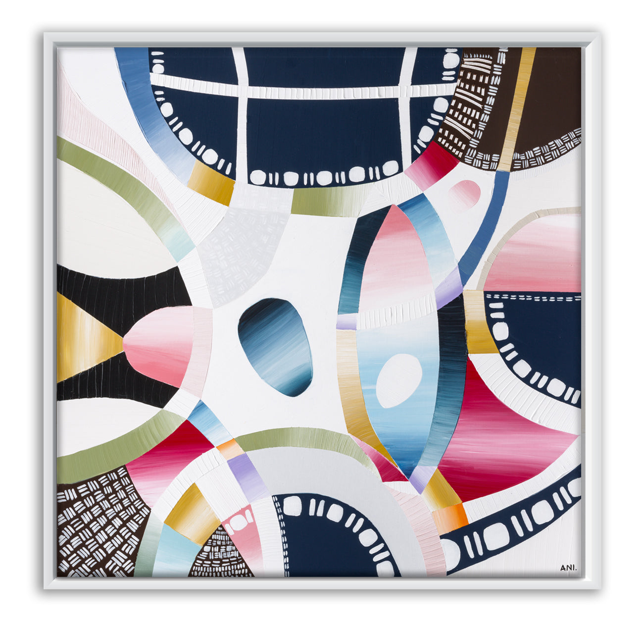 AAMI Park Melbourne print by Ani Ipradjian – abstract cityscape art inspired by Melbourne’s architecture and sports culture, featuring bold colours and geometric design. Ideal for collectors of Australian art and urban-themed wall décor.