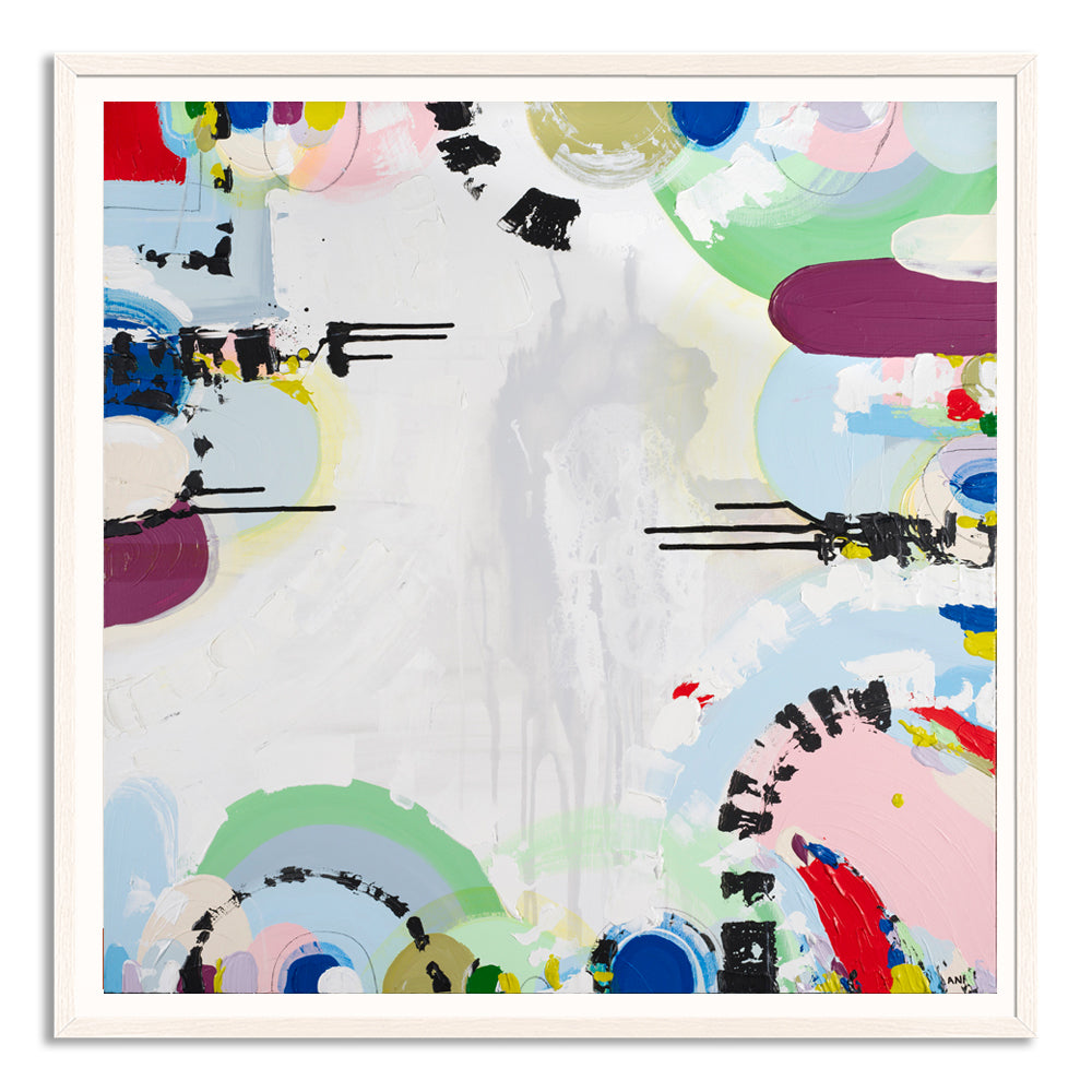 "Albert Park Love abstract art print by Australian artist Ani Ipradjian – pastel and dark tones inspired by Melbourne’s Albert Park sunsets and lake view"