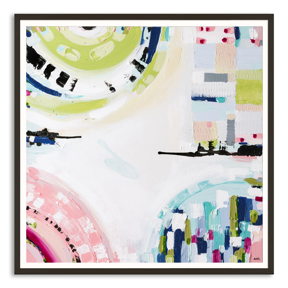 Albert Park Spirit abstract print by Australian artist Ani Ipradjian featuring pastel and dark tones inspired by Albert Park sunsets and lake, showcasing a modern interpretation of Melbourne’s iconic suburb. Ideal for collectors of Australian contemporary art.