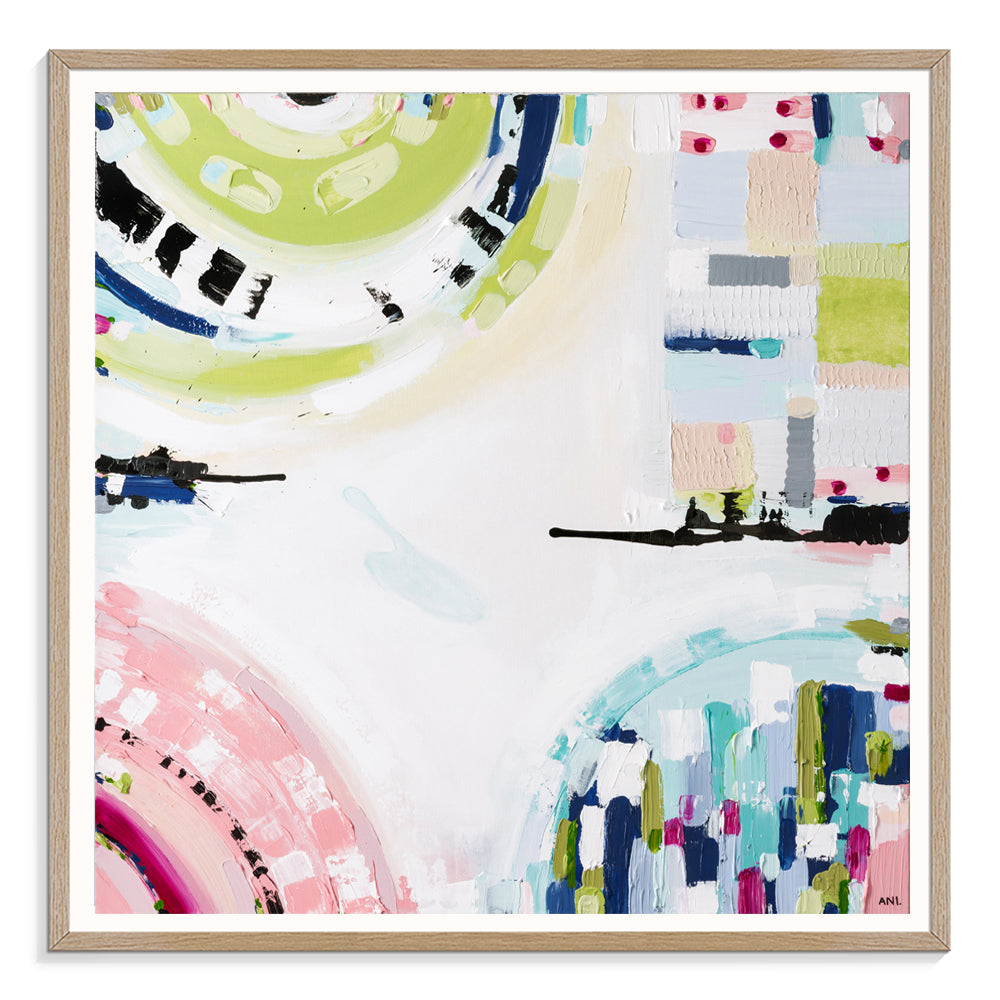 Albert Park Spirit abstract print by Australian artist Ani Ipradjian featuring pastel and dark tones inspired by Albert Park sunsets and lake, showcasing a modern interpretation of Melbourne’s iconic suburb. Ideal for collectors of Australian contemporary art.
