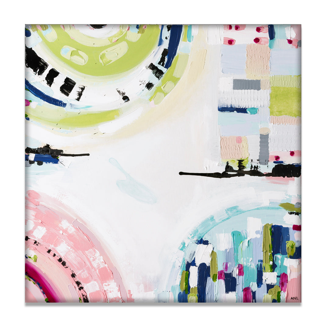 Albert Park Spirit abstract print by Australian artist Ani Ipradjian featuring pastel and dark tones inspired by Albert Park sunsets and lake, showcasing a modern interpretation of Melbourne’s iconic suburb. Ideal for collectors of Australian contemporary art.