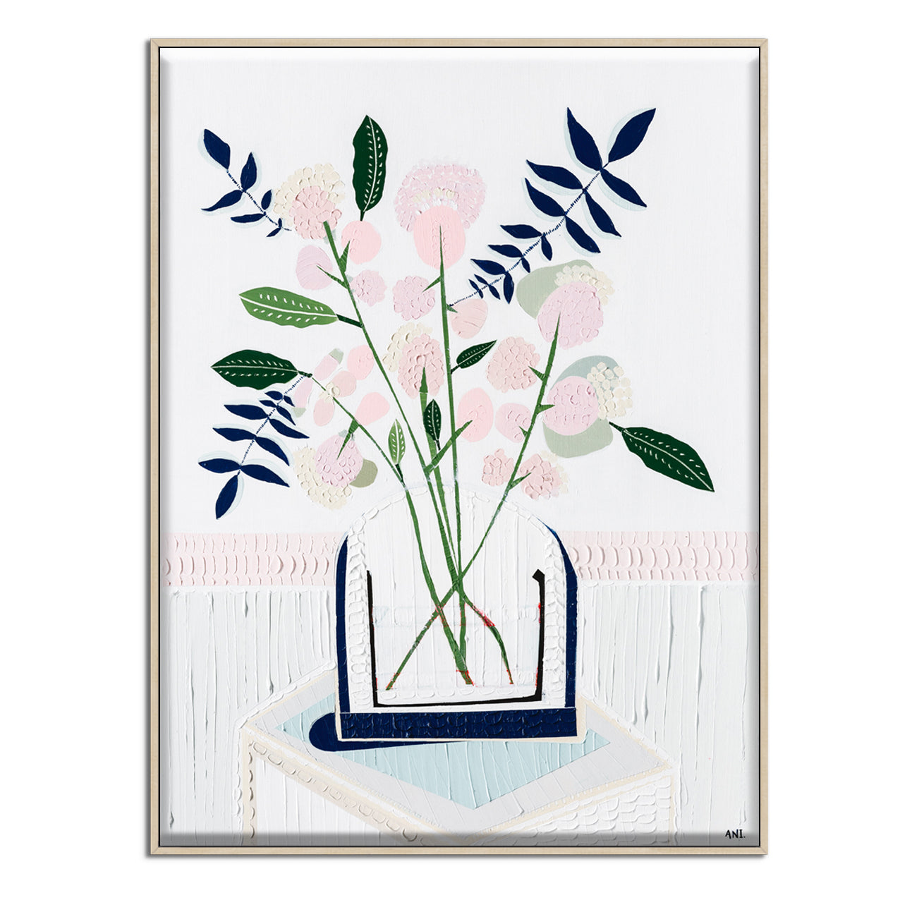 "Angel Face Rose" – Original abstract floral painting by Australian artist Ani Ipradjian, inspired by a childhood memory of a lavender rose, with textured blossom forms and a symbolic red accent.