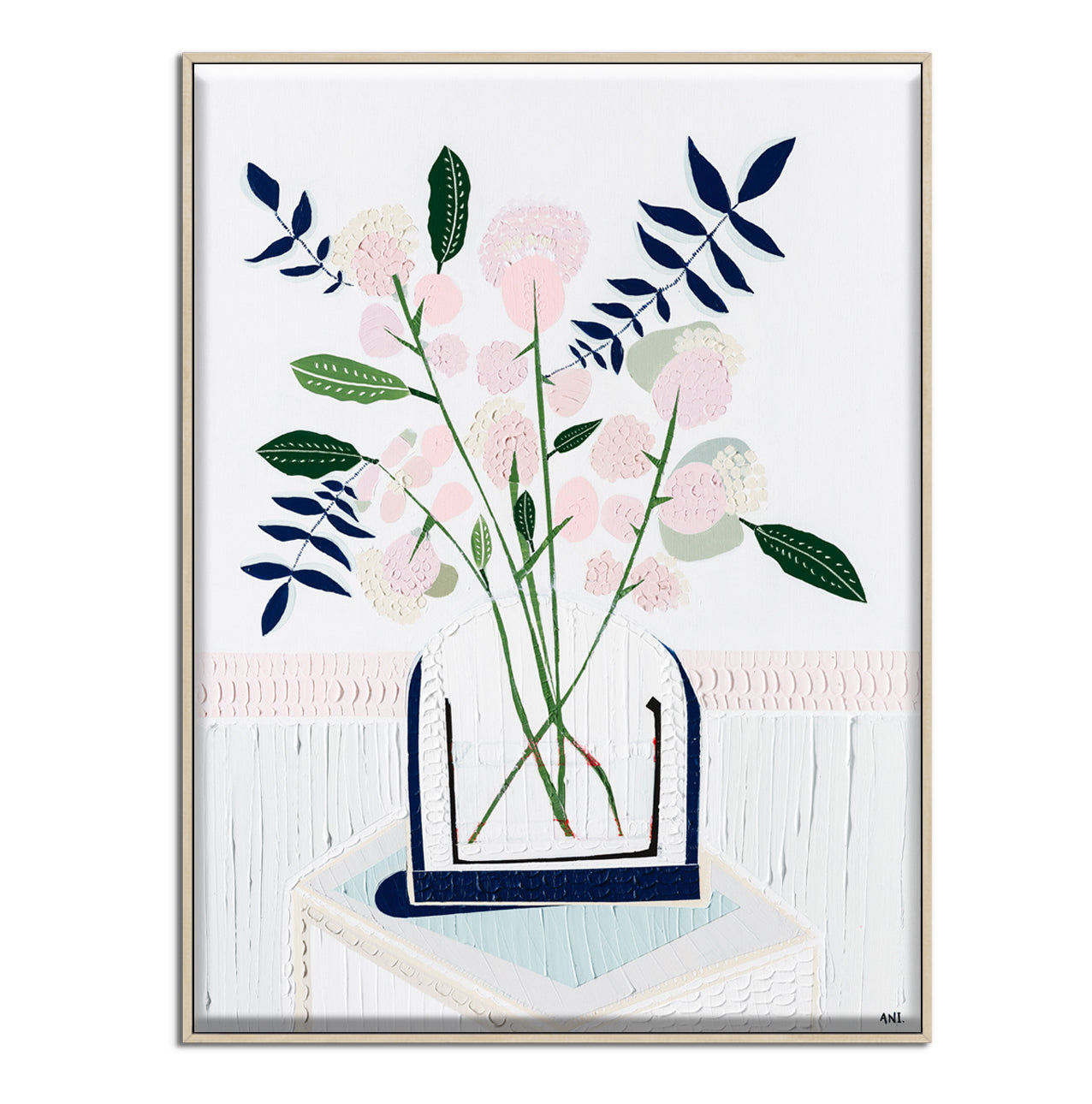 "Angel Face Rose" – Original abstract floral painting by Australian artist Ani Ipradjian, inspired by a childhood memory of a lavender rose, with textured blossom forms and a symbolic red accent.