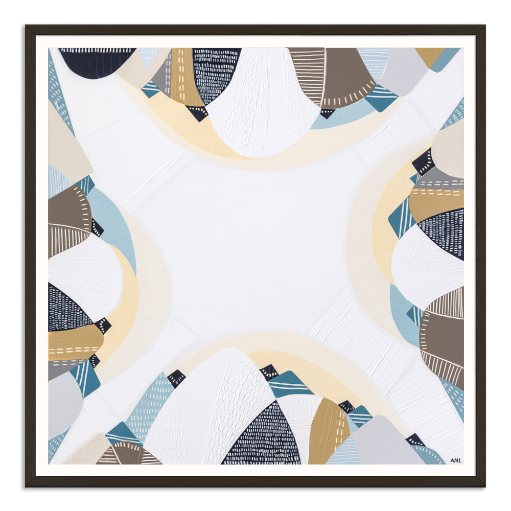 Australian Coast print by Ani Ipradjian – abstract coastal artwork featuring sandy neutrals and ocean blues, inspired by Australia's serene beaches. Ideal for coastal interior design and Australian art collectors.