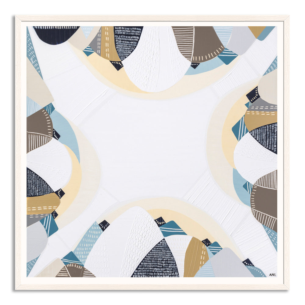 Australian Coast print by Ani Ipradjian – abstract coastal artwork featuring sandy neutrals and ocean blues, inspired by Australia's serene beaches. Ideal for coastal interior design and Australian art collectors.