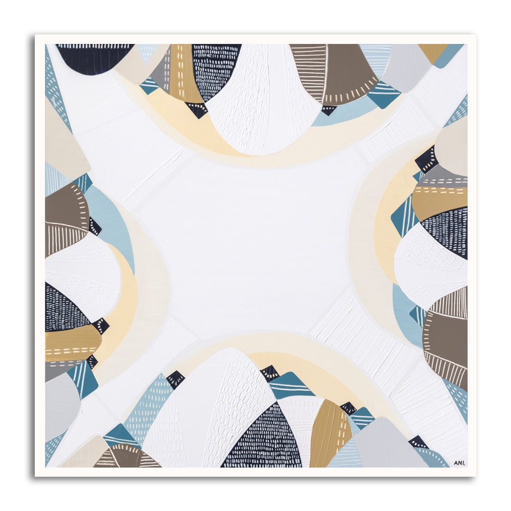 Australian Coast print by Ani Ipradjian – abstract coastal artwork featuring sandy neutrals and ocean blues, inspired by Australia's serene beaches. Ideal for coastal interior design and Australian art collectors.