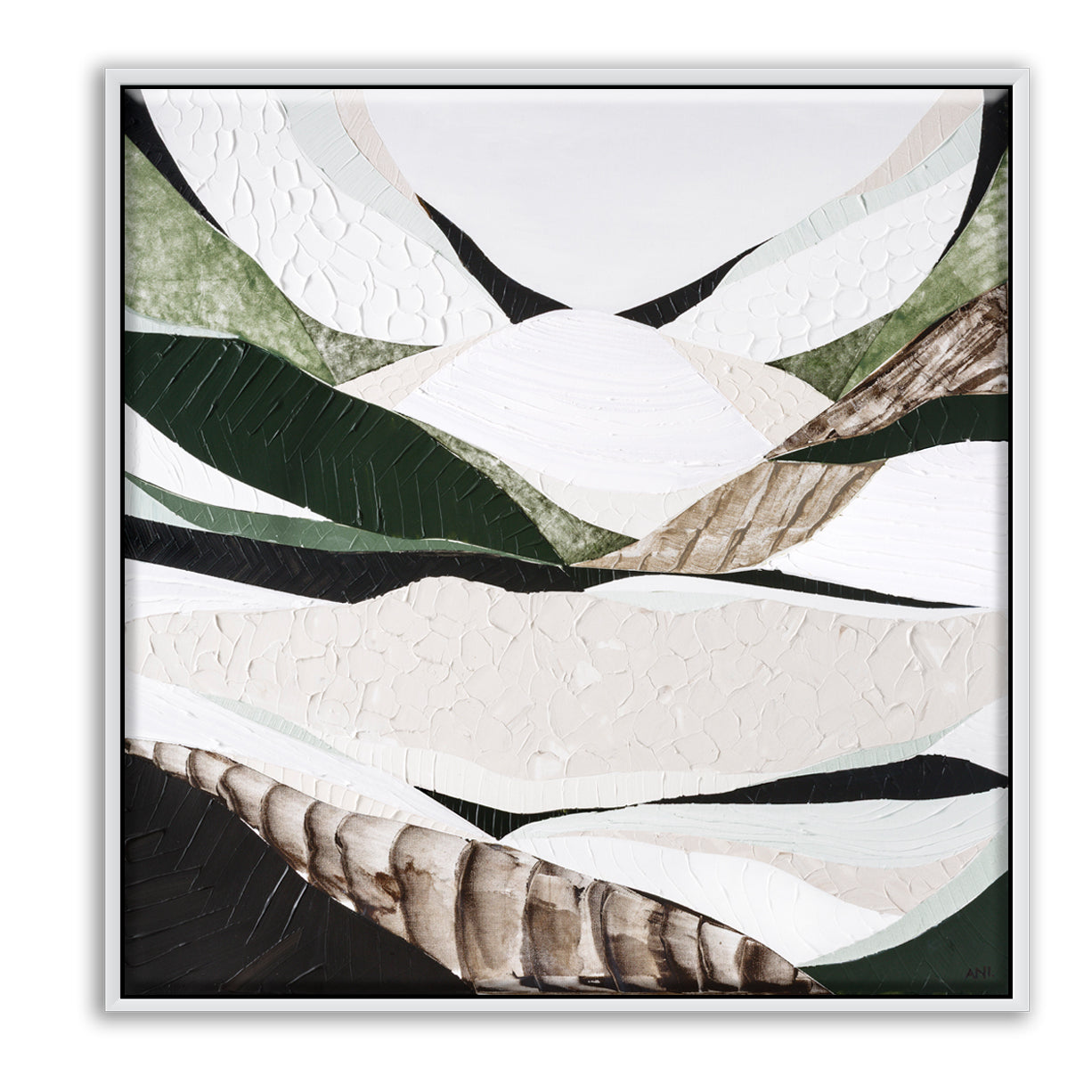 Australian Dividing Ranges 2 by Melbourne artist Ani Ipradjian — contemporary abstract Australian mountain landscape painting and print inspired by the Great Dividing Range. Features earthy browns, sage greens, and textured layers capturing native bushland, rugged terrain, and Australia’s natural beauty across Queensland, New South Wales, and Victoria. Ideal for art collectors, interior designers, home decorators, and lovers of modern Australian landscape art. Available framed in Tasmanian Oak, Black, or Wh