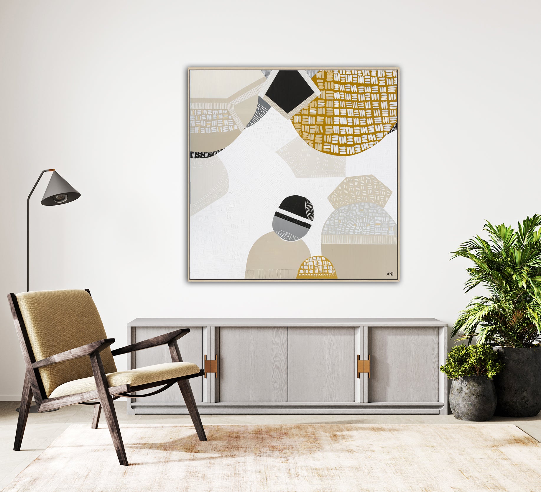 Australian Outback Road print by Ani Ipradjian – abstract landscape art featuring earthy tones, textured brushstrokes, and iconic Australian desert scenery. Perfect for modern interiors and collectors worldwide.