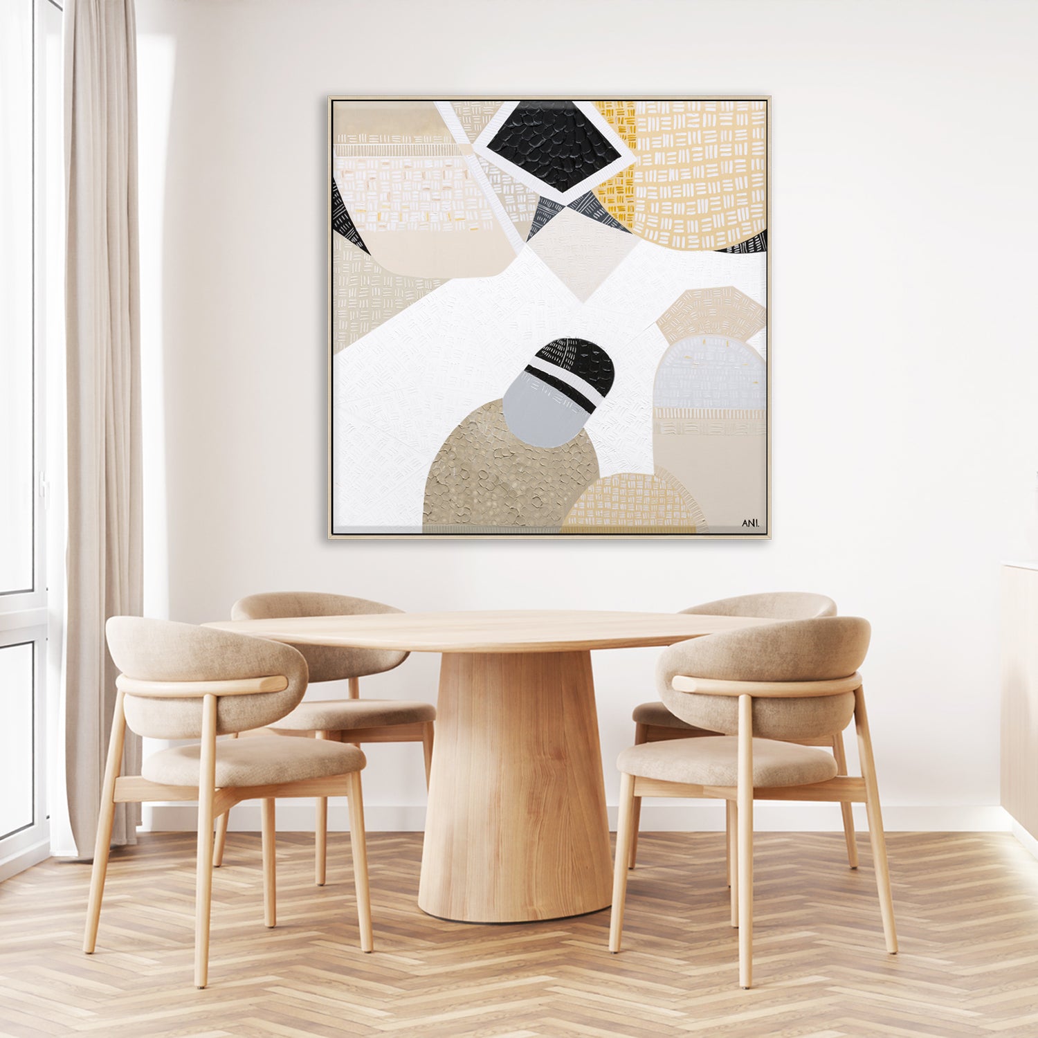 Ani Ipradjian an abstract artist Inspired by the wide-open beauty of the Australian Outback, Australian Outback Road 5 is an original abstract painting by Melbourne-based artist Ani Ipradjian. Earthy mustard tones and ocean blues reflect the rich land and coastal beauty captured during Ani’s cross-country train journey from Melbourne to Perth. This piece celebrates Australia's natural essence through bold colour and textured form—perfect for collectors, decorators, and lovers of contemporary Australian art.