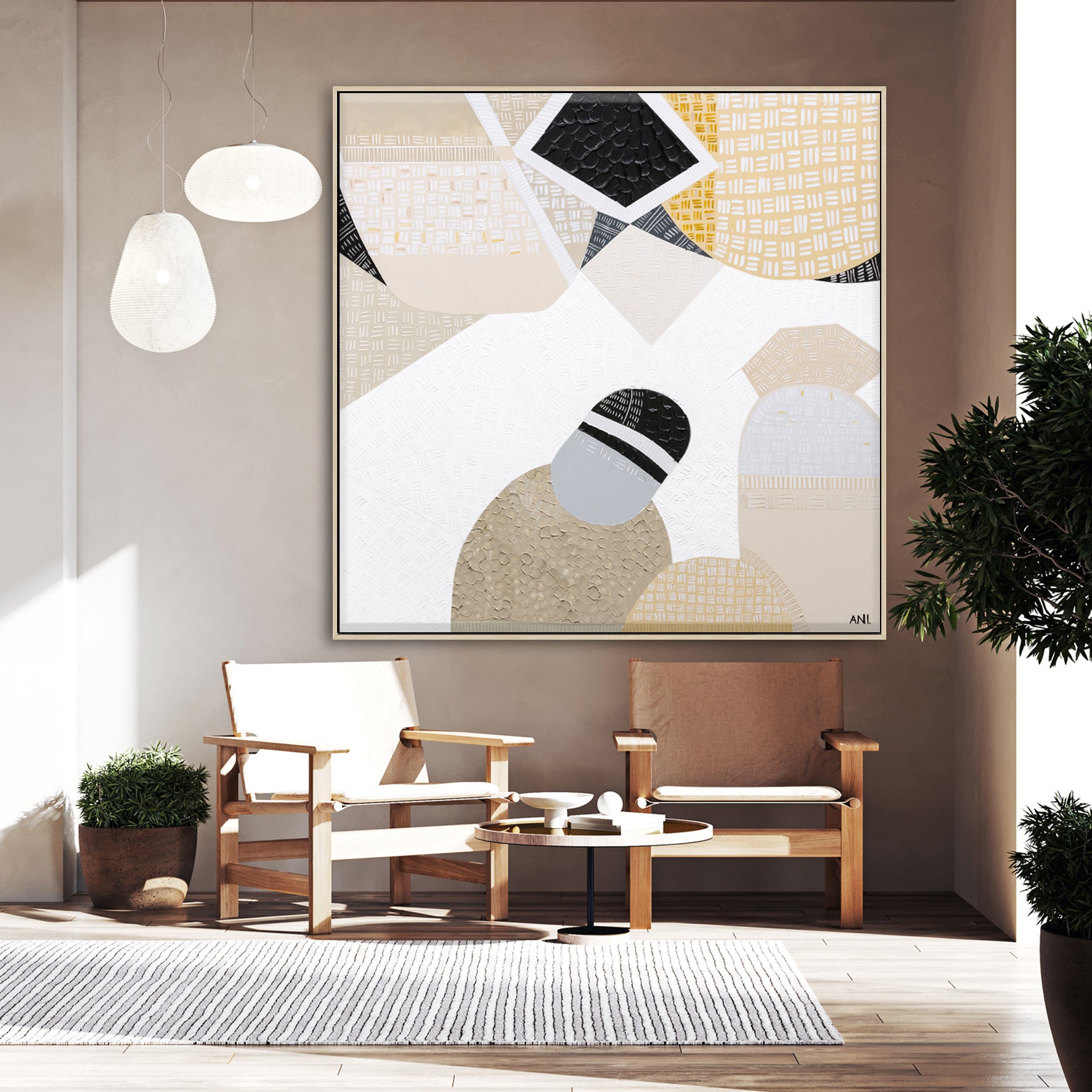 Ani Ipradjian an abstract artist Inspired by the wide-open beauty of the Australian Outback, Australian Outback Road 5 is an original abstract painting by Melbourne-based artist Ani Ipradjian. Earthy mustard tones and ocean blues reflect the rich land and coastal beauty captured during Ani’s cross-country train journey from Melbourne to Perth. This piece celebrates Australia's natural essence through bold colour and textured form—perfect for collectors, decorators, and lovers of contemporary Australian art.