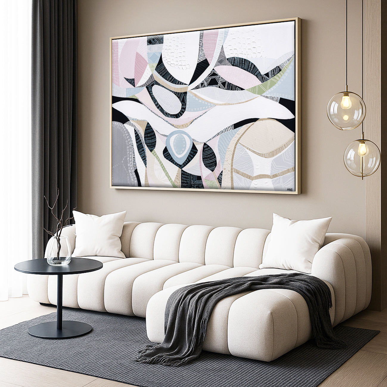 Australian Pink Lakes abstract landscape art print and painting by Australian artist Ani Ipradjian, inspired by iconic pink salt lakes across Australia, with bold pink hues, textured layers, and contemporary design ideal for modern interiors and art collectors worldwide.