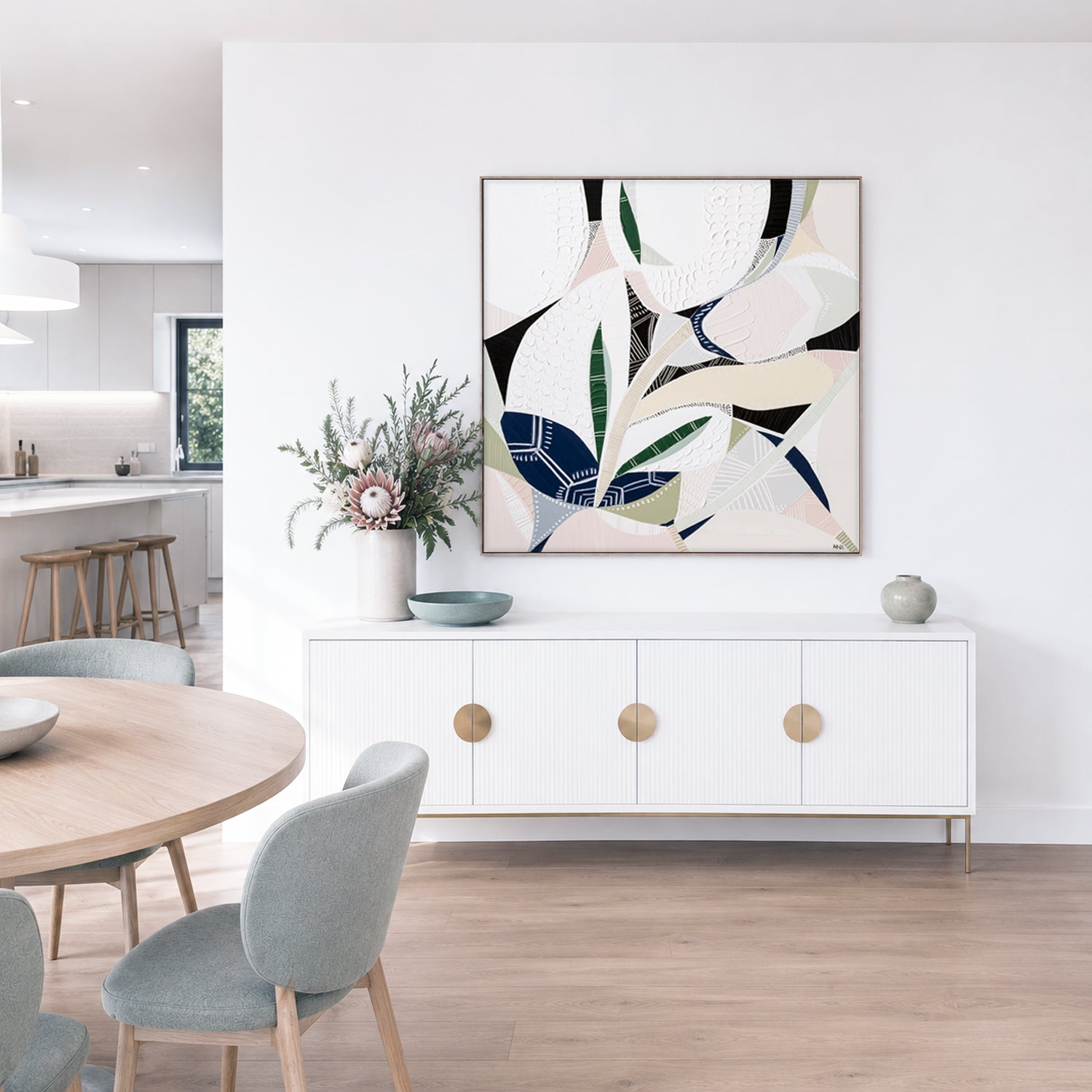 "Australian Wild Flower 1" – Original floral painting by Australian artist Ani Ipradjian, featuring abstract native wildflowers and textured earth tones, similar to the artwork featured on The Block 2022.