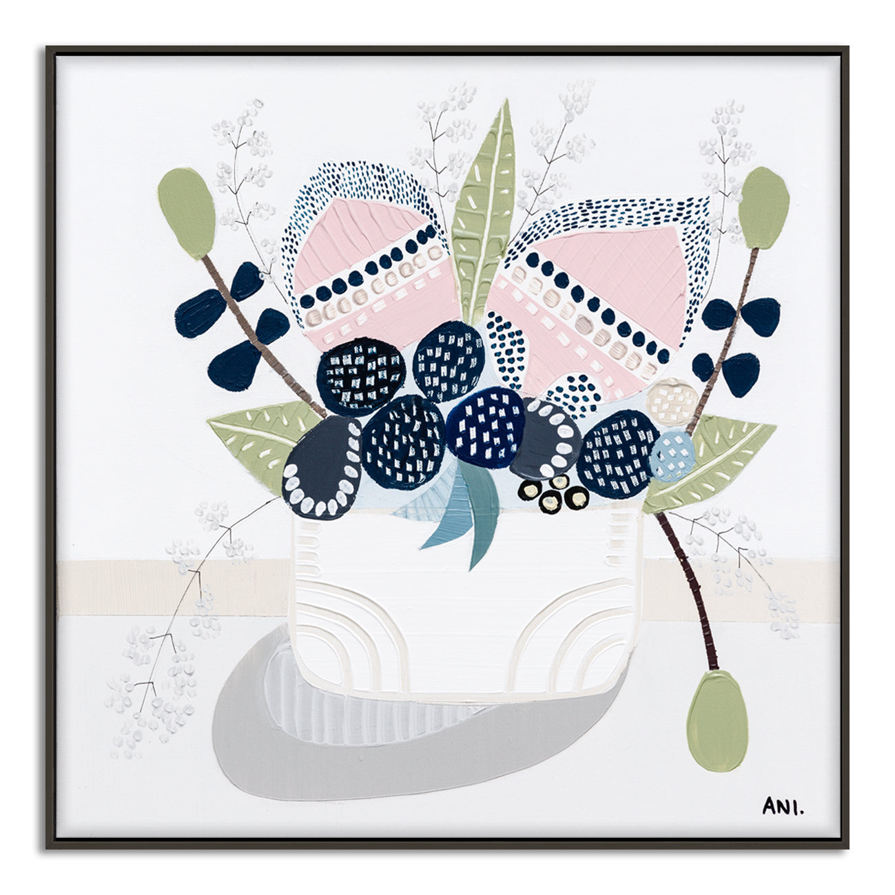 Banksia Pods print by Ani Ipradjian – abstract Australian floral artwork inspired by native Banksia pods, featuring soft coastal tones and natural textures for modern home decor.