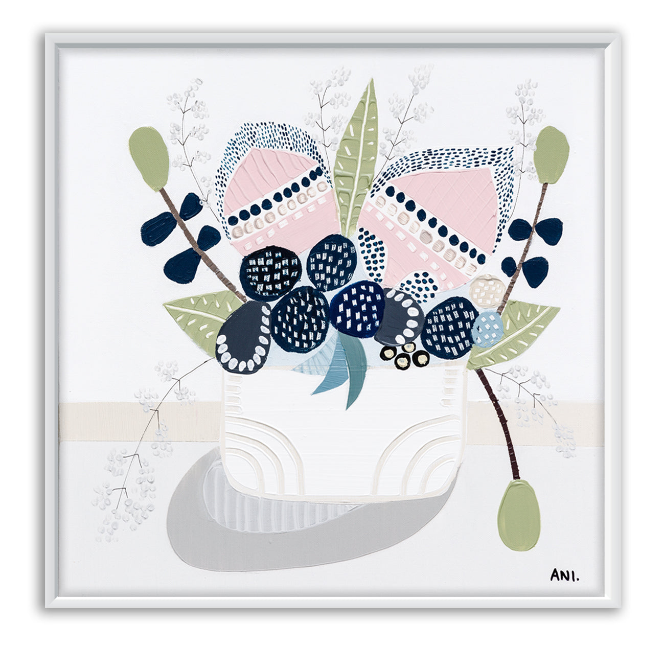 Banksia Pods print by Ani Ipradjian – abstract Australian floral artwork inspired by native Banksia pods, featuring soft coastal tones and natural textures for modern home decor.
