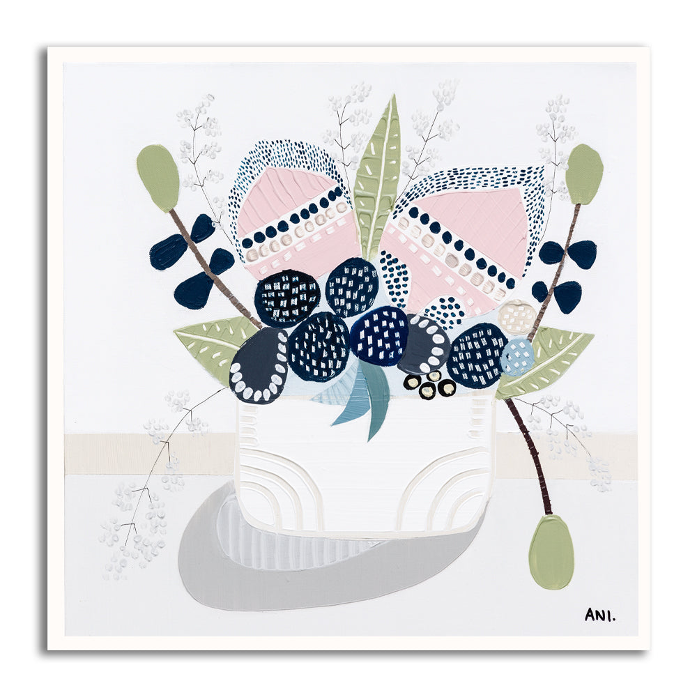 Banksia Pods print by Ani Ipradjian – abstract Australian floral artwork inspired by native Banksia pods, featuring soft coastal tones and natural textures for modern home decor.
