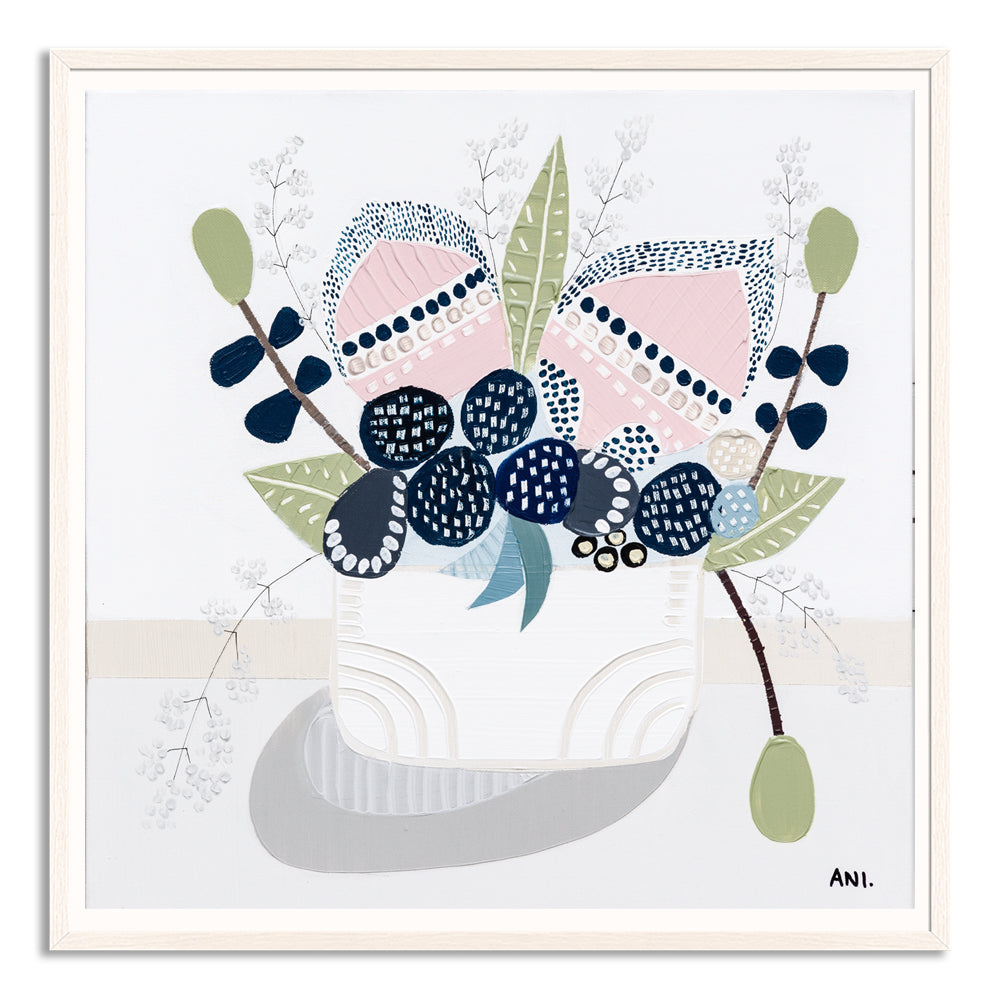 Banksia Pods print by Ani Ipradjian – abstract Australian floral artwork inspired by native Banksia pods, featuring soft coastal tones and natural textures for modern home decor.