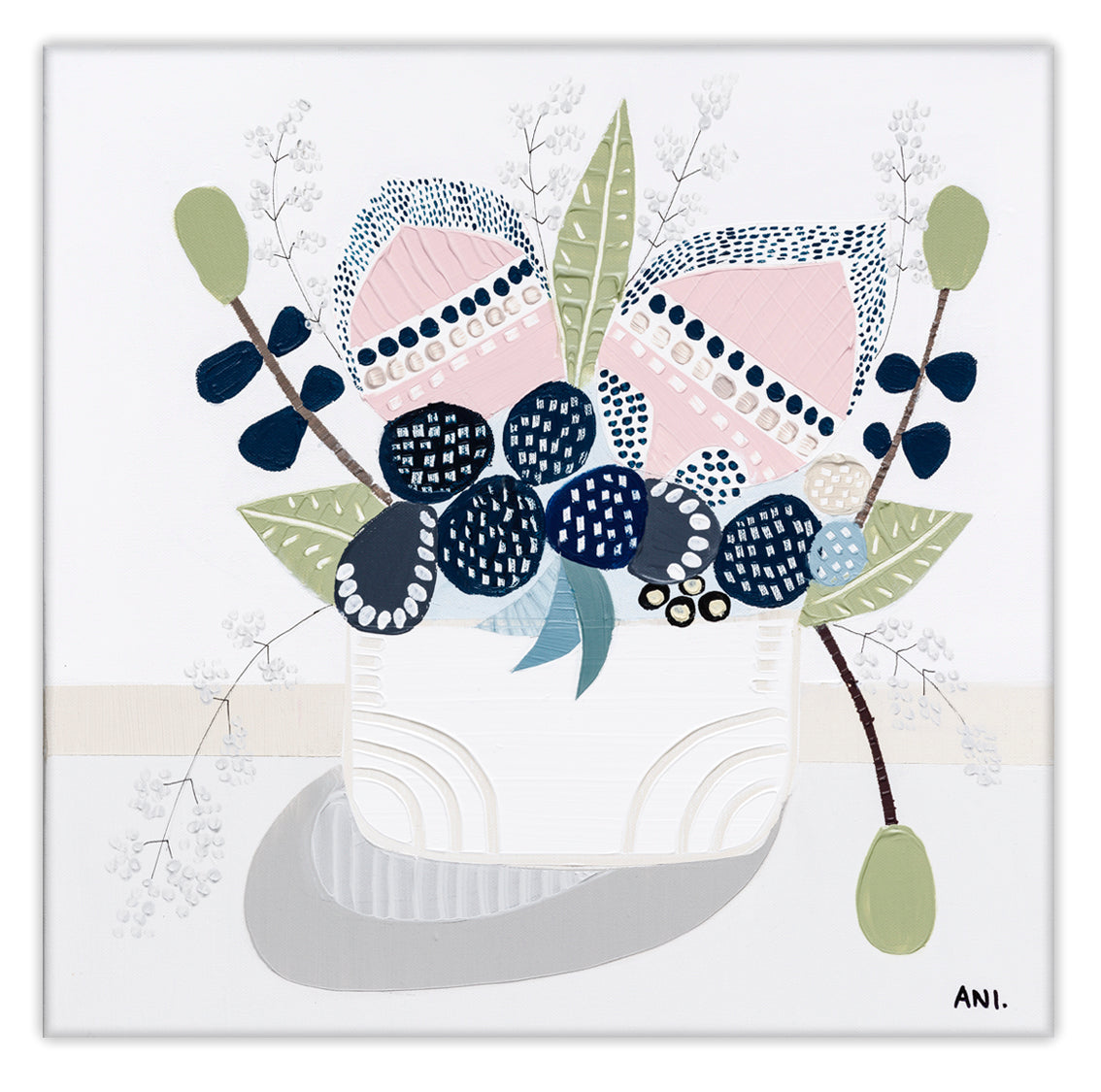 Banksia Pods print by Ani Ipradjian – abstract Australian floral artwork inspired by native Banksia pods, featuring soft coastal tones and natural textures for modern home decor.