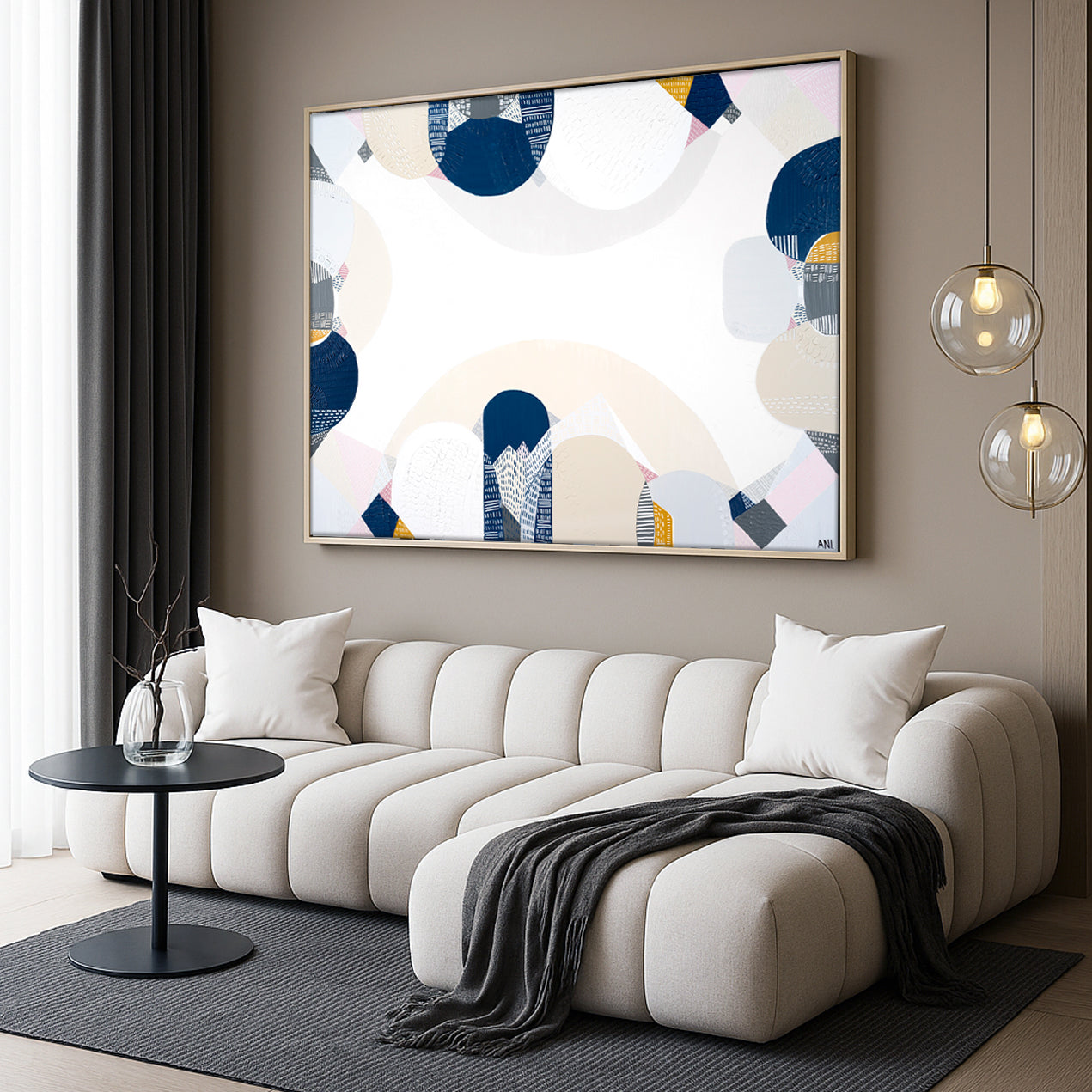 Blue Mountains Spirit – abstract Australian landscape print by Ani Ipradjian featuring soft blue tones and textured layers inspired by the eucalyptus haze and scenic beauty of Sydney’s Blue Mountains.