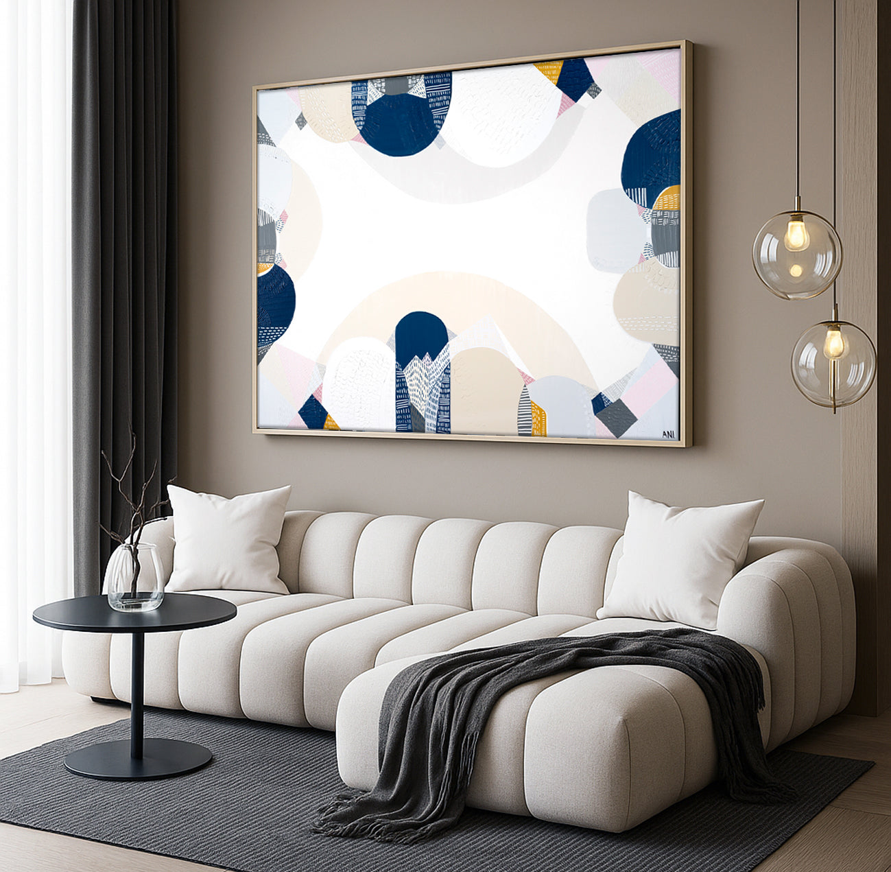 Blue Mountains Spirit – abstract Australian landscape print by Ani Ipradjian featuring soft blue tones and textured layers inspired by the eucalyptus haze and scenic beauty of Sydney’s Blue Mountains.