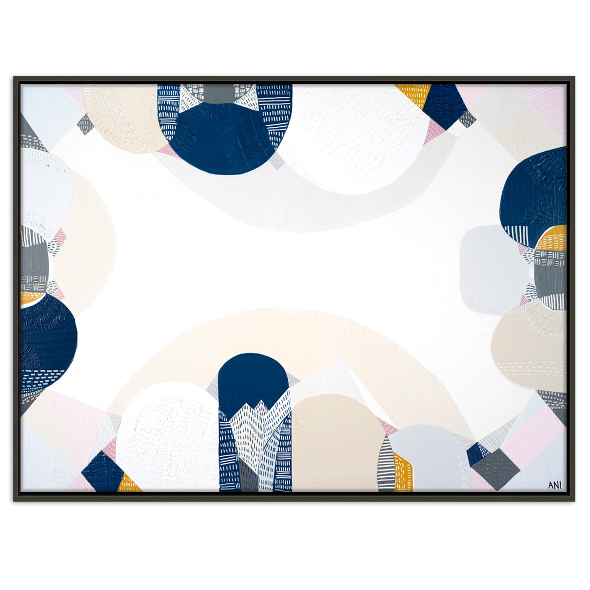 Blue Mountains Spirit – abstract Australian landscape print by Ani Ipradjian featuring soft blue tones and textured layers inspired by the eucalyptus haze and scenic beauty of Sydney’s Blue Mountains.