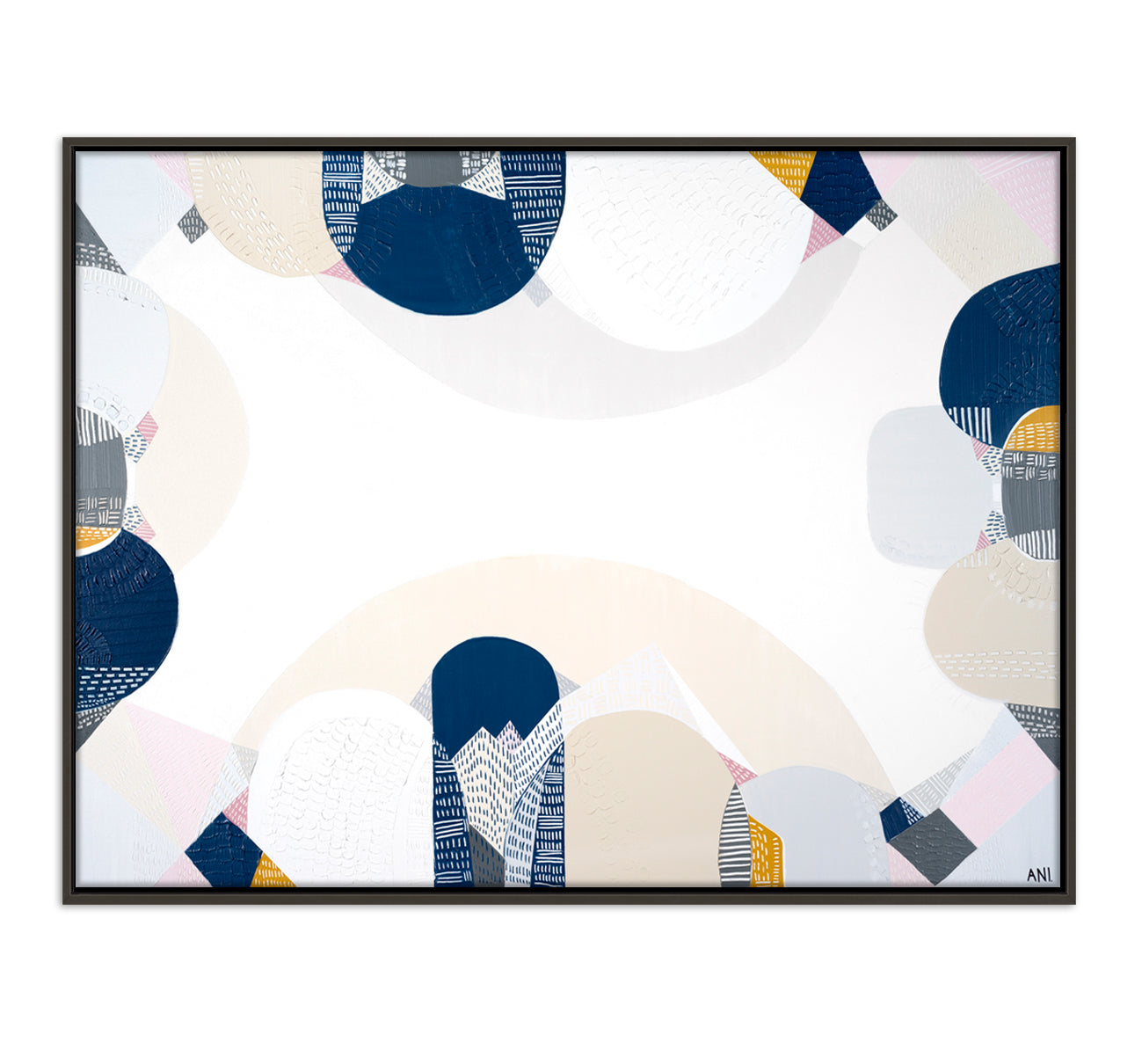 Blue Mountains Spirit – abstract Australian landscape print by Ani Ipradjian featuring soft blue tones and textured layers inspired by the eucalyptus haze and scenic beauty of Sydney’s Blue Mountains.