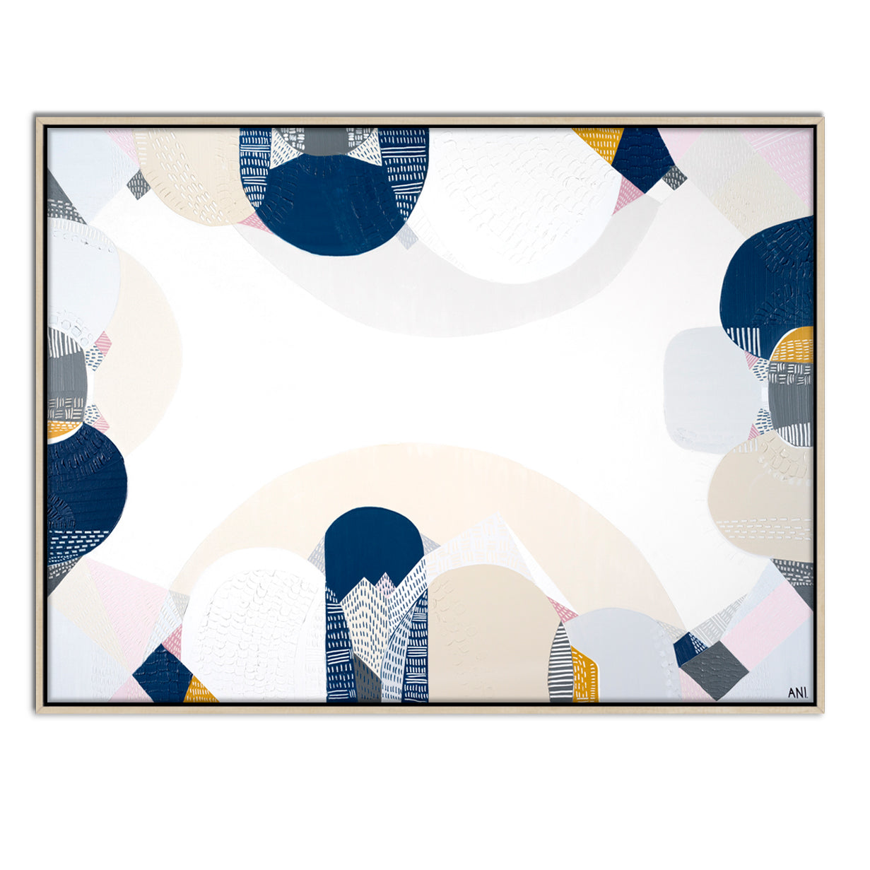 Blue Mountains Spirit – abstract Australian landscape print by Ani Ipradjian featuring soft blue tones and textured layers inspired by the eucalyptus haze and scenic beauty of Sydney’s Blue Mountains.