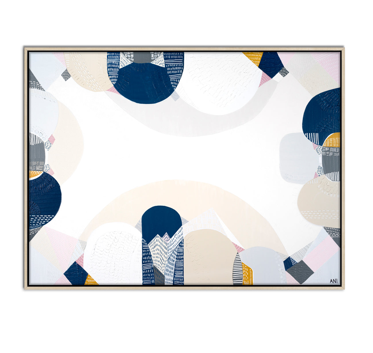 Blue Mountains Spirit – abstract Australian landscape print by Ani Ipradjian featuring soft blue tones and textured layers inspired by the eucalyptus haze and scenic beauty of Sydney’s Blue Mountains.