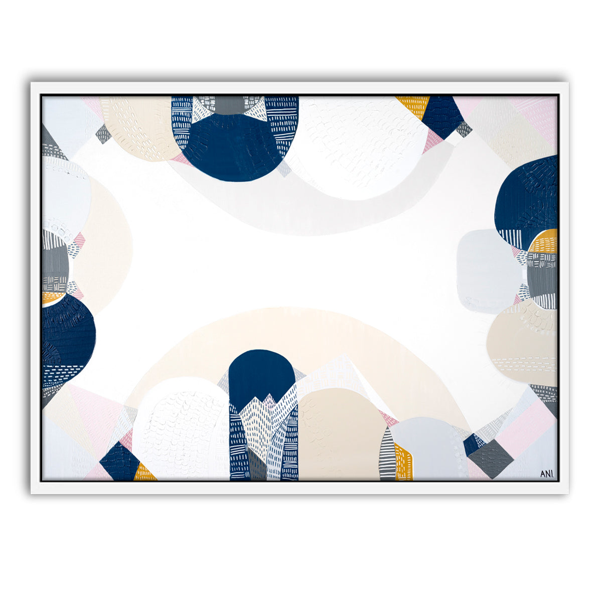 Blue Mountains Spirit – abstract Australian landscape print by Ani Ipradjian featuring soft blue tones and textured layers inspired by the eucalyptus haze and scenic beauty of Sydney’s Blue Mountains.