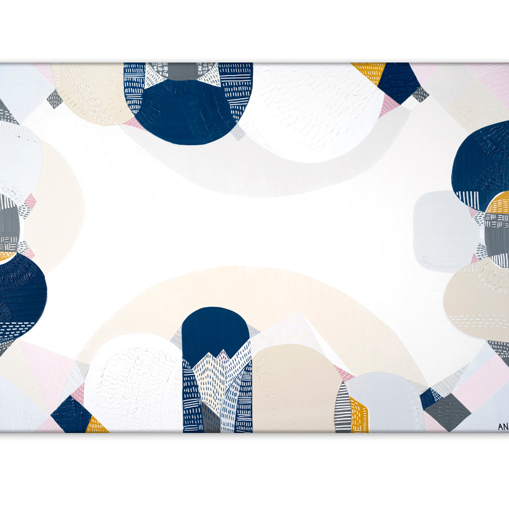 Blue Mountains Spirit – abstract Australian landscape print by Ani Ipradjian featuring soft blue tones and textured layers inspired by the eucalyptus haze and scenic beauty of Sydney’s Blue Mountains.