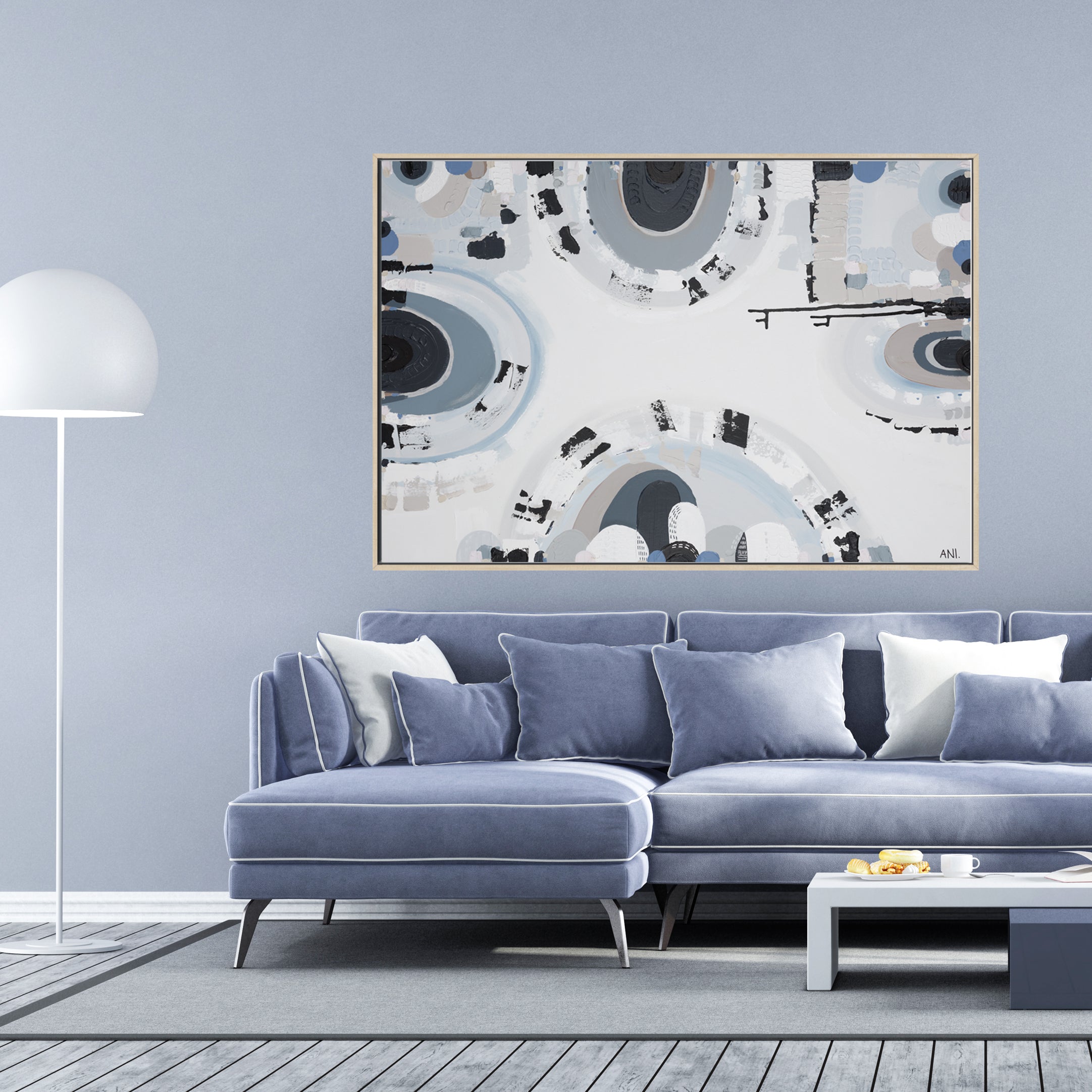 Bluestone Spirit – abstract print by Ani Ipradjian featuring layered textures and deep blue-grey tones inspired by Melbourne’s historic bluestone architecture and Australian cultural heritage