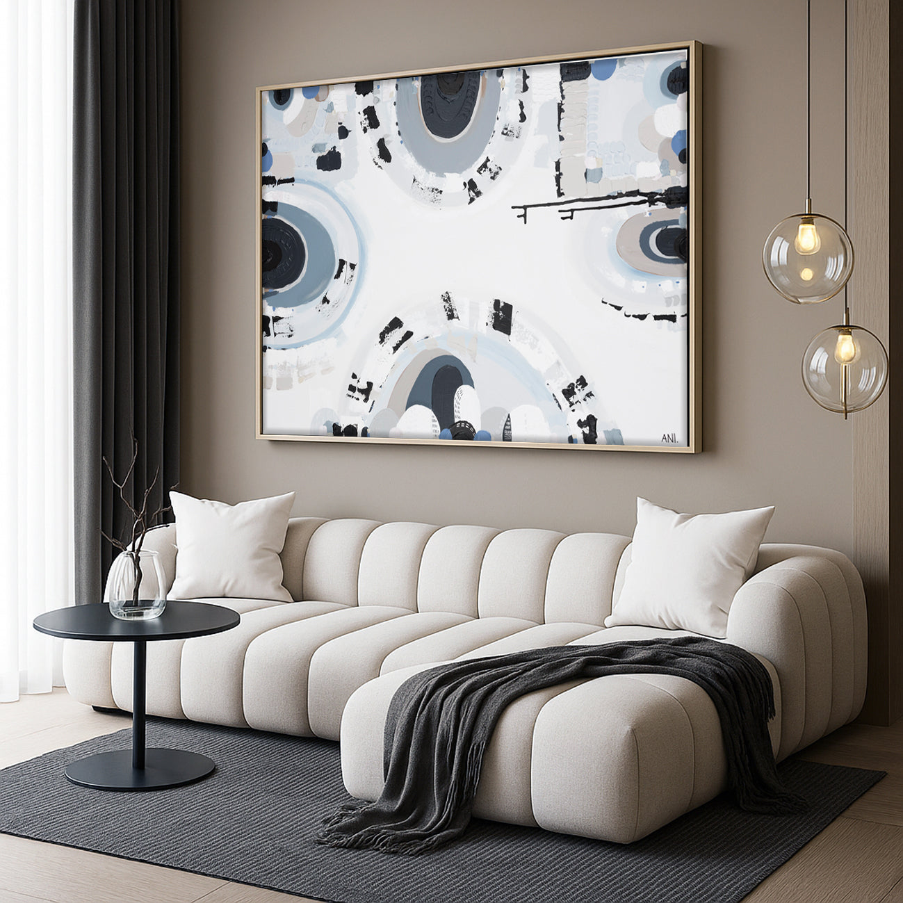 Bluestone Spirit – abstract print by Ani Ipradjian featuring layered textures and deep blue-grey tones inspired by Melbourne’s historic bluestone architecture and Australian cultural heritage