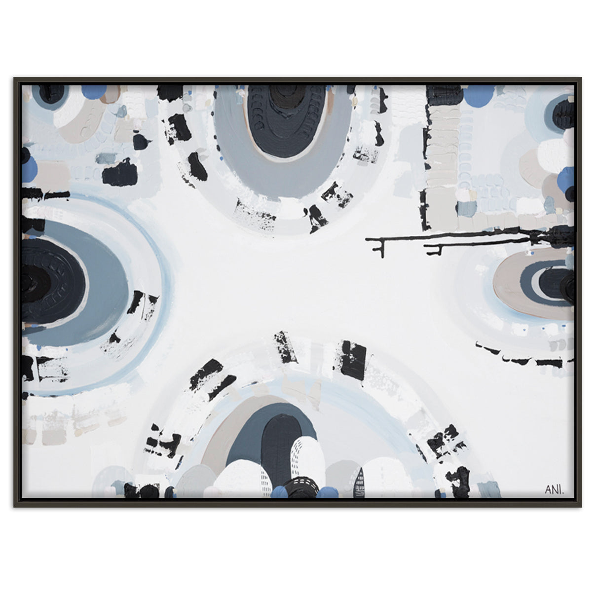 Bluestone Spirit – abstract print by Ani Ipradjian featuring layered textures and deep blue-grey tones inspired by Melbourne’s historic bluestone architecture and Australian cultural heritage