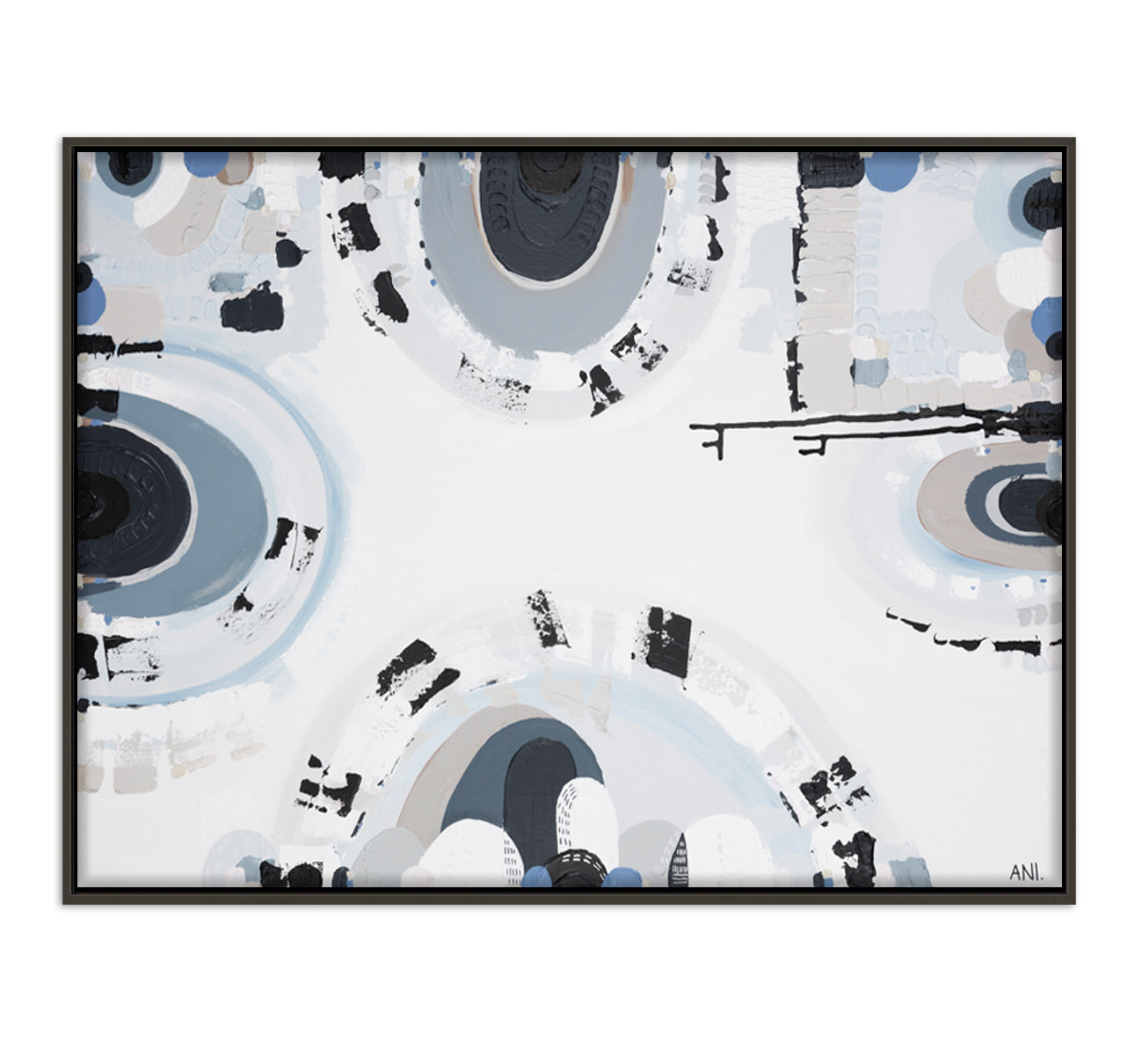 Bluestone Spirit – abstract print by Ani Ipradjian featuring layered textures and deep blue-grey tones inspired by Melbourne’s historic bluestone architecture and Australian cultural heritage