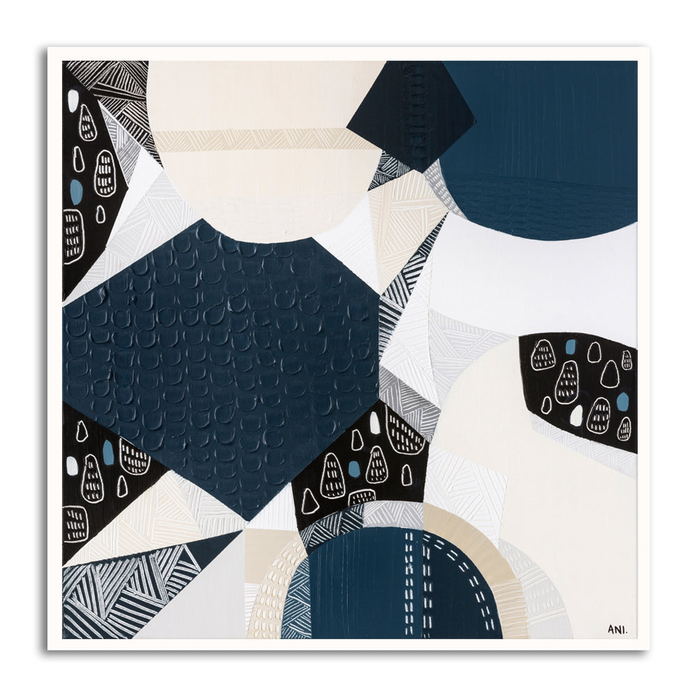 "Bluestone Heritage 1 art print by Ani Ipradjian. Abstract architectural artwork inspired by Melbourne’s Victorian-era bluestone laneways and buildings. Textured Australian art for global collectors and interior designers."