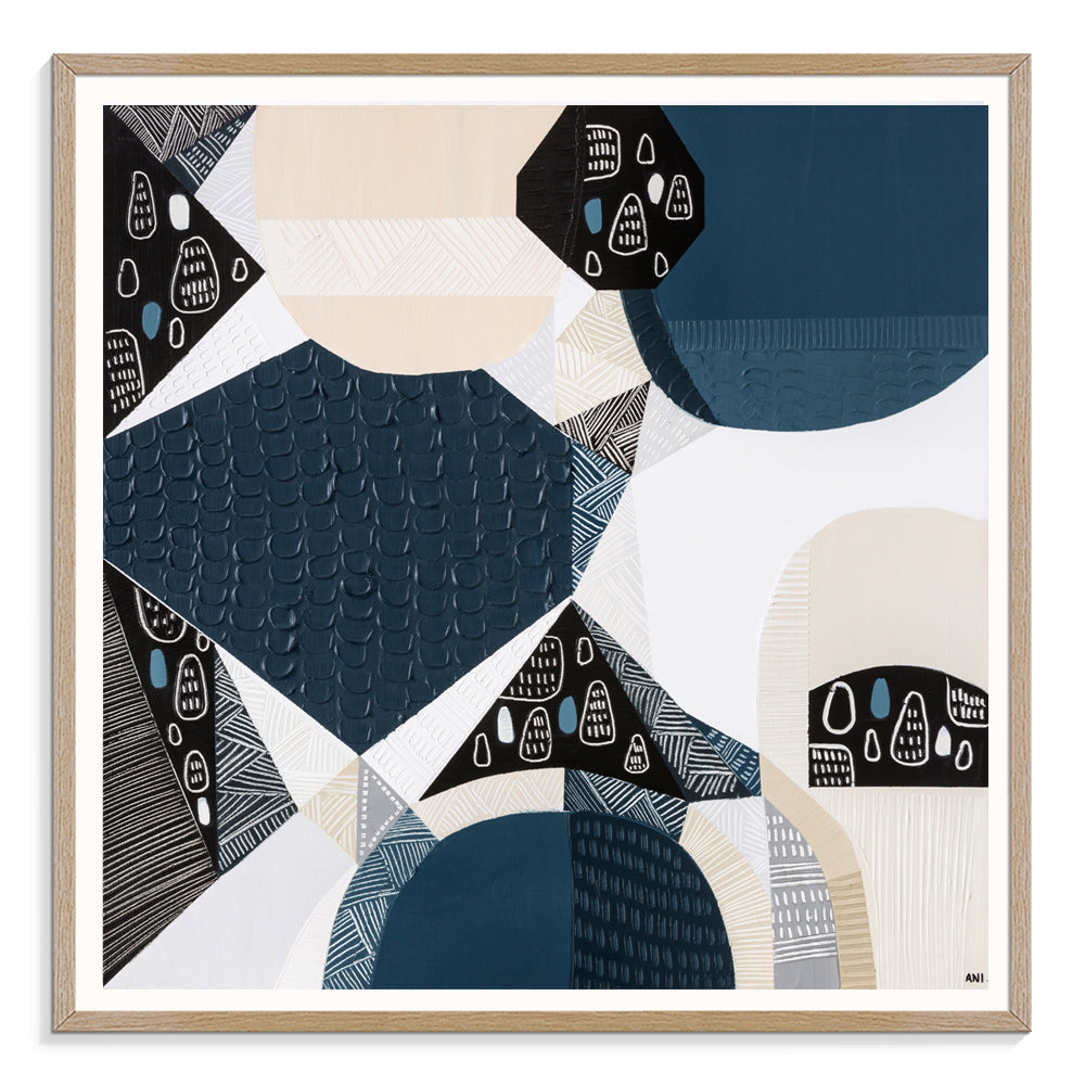"Bluestone Heritage 2 art print by Ani Ipradjian. Abstract architectural artwork inspired by Melbourne’s Victorian-era bluestone laneways and buildings. Textured Australian art for global collectors and interior designers."