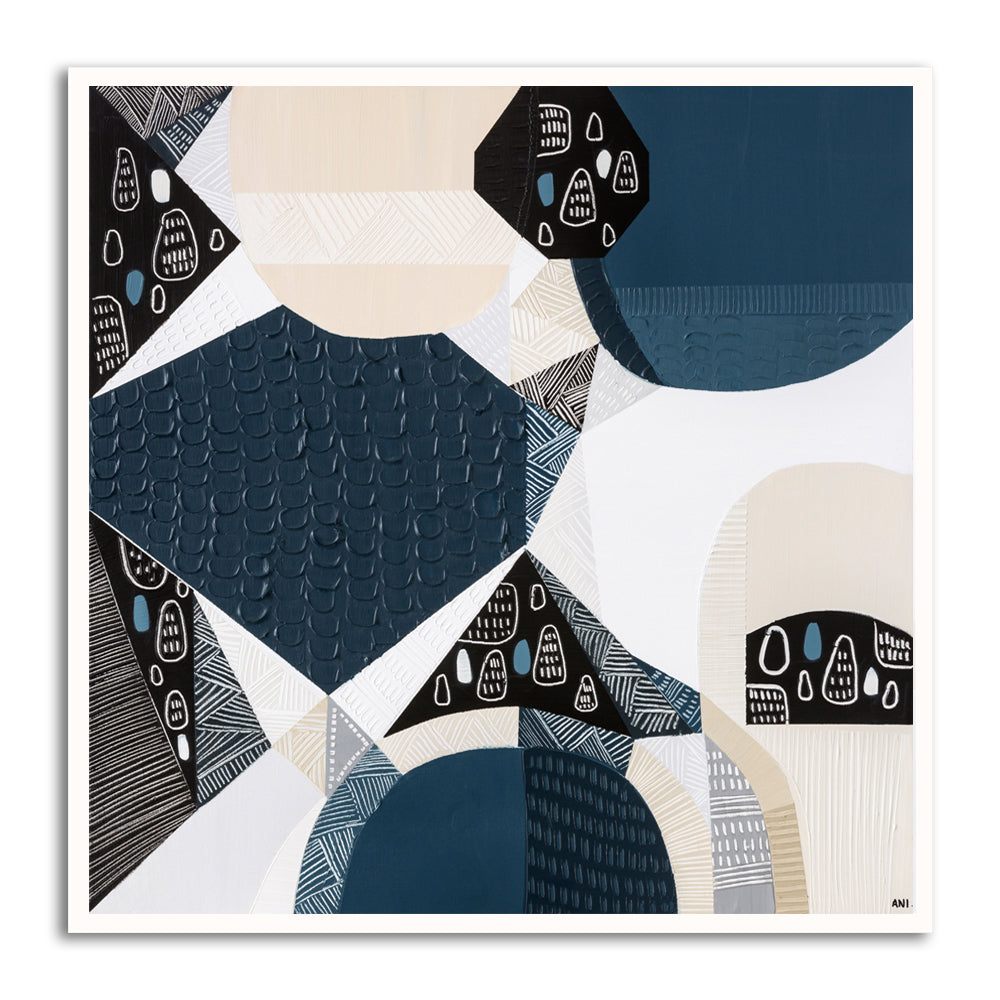 "Bluestone Heritage 2 art print by Ani Ipradjian. Abstract architectural artwork inspired by Melbourne’s Victorian-era bluestone laneways and buildings. Textured Australian art for global collectors and interior designers."