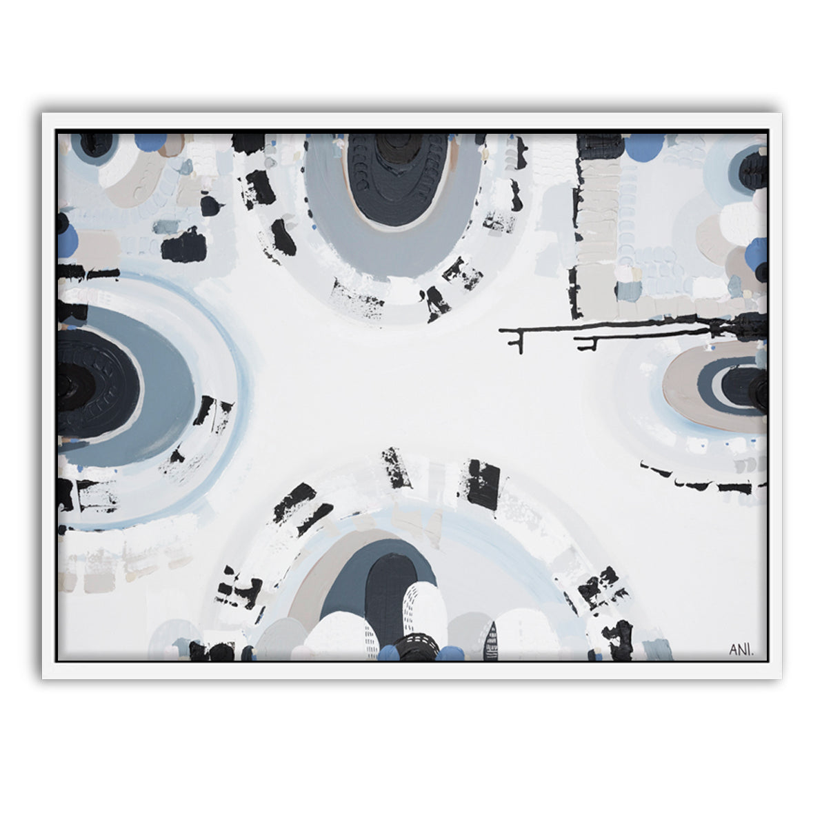 Bluestone Spirit – abstract print by Ani Ipradjian featuring layered textures and deep blue-grey tones inspired by Melbourne’s historic bluestone architecture and Australian cultural heritage