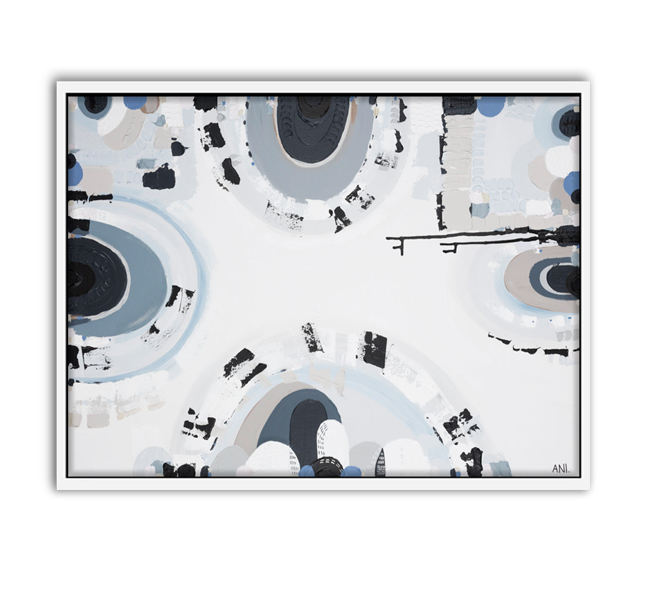 Bluestone Spirit – abstract print by Ani Ipradjian featuring layered textures and deep blue-grey tones inspired by Melbourne’s historic bluestone architecture and Australian cultural heritage