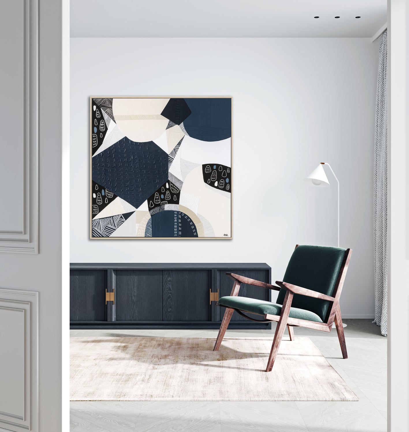 "Bluestone Heritage 1 art print by Ani Ipradjian. Abstract architectural artwork inspired by Melbourne’s Victorian-era bluestone laneways and buildings. Textured Australian art for global collectors and interior designers."