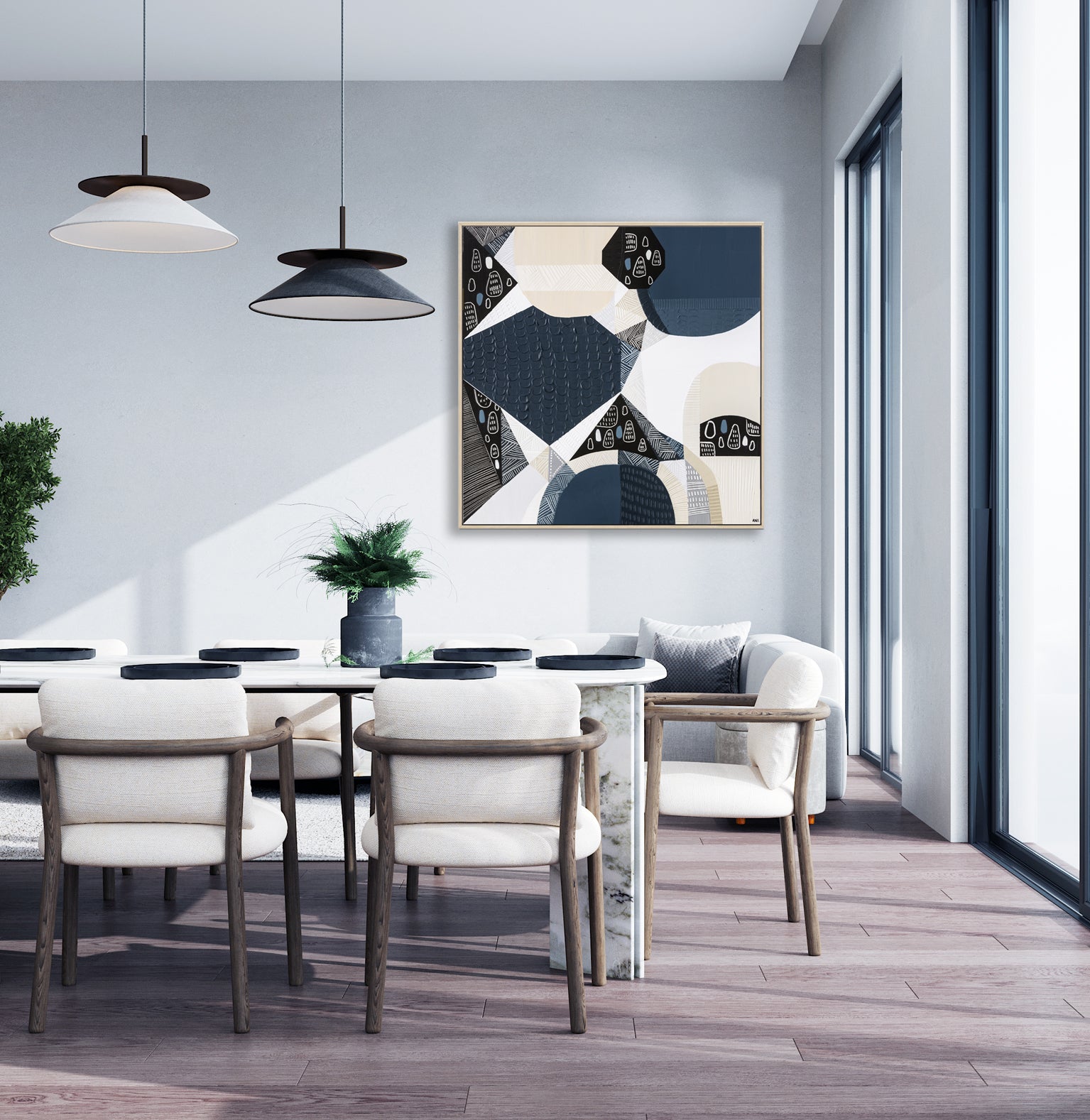 "Bluestone Heritage 2 art print by Ani Ipradjian. Abstract architectural artwork inspired by Melbourne’s Victorian-era bluestone laneways and buildings. Textured Australian art for global collectors and interior designers."