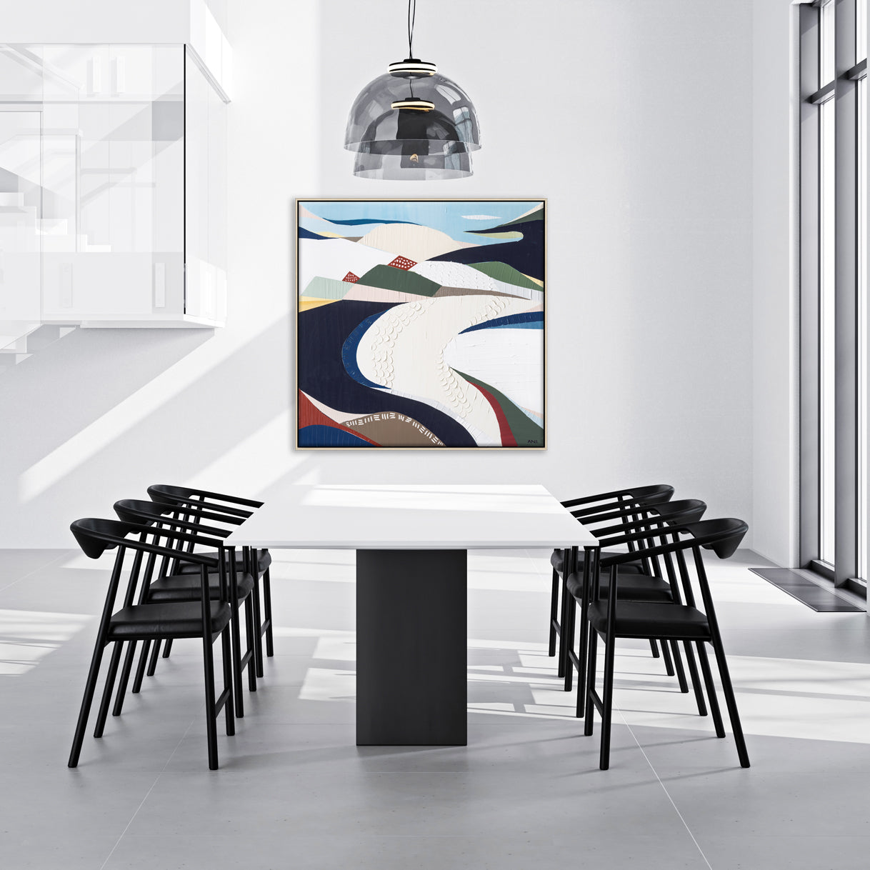 Bondi Beach abstract painting by Melbourne artist Ani Ipradjian, inspired by Sydney’s iconic coastline. Featuring ocean blues, sandy tones, and textured layers, this artwork celebrates Bondi’s surf culture, vibrant atmosphere, and surrounding flora and fauna. Perfect for Australian art collectors, coastal interior design, and surf-inspired homes worldwide.