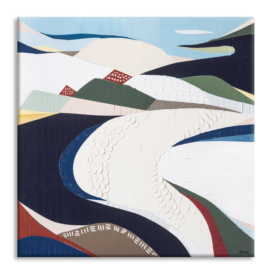Bondi Beach print by Australian artist Ani Ipradjian, inspired by Sydney’s iconic coastline. Featuring ocean blues, sandy tones, and coastal textures, this artwork captures Bondi’s surf culture, golden sands, and natural beauty. Perfect for art collectors, surf lovers, and interior designers seeking unique Australian coastal wall art with worldwide shipping.