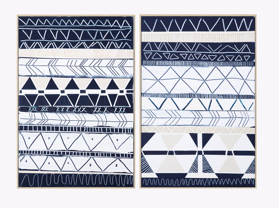 Bondi Waves 1 by Australian artist Ani Ipradjian – abstract coastal painting inspired by Bondi Beach, featuring flowing ocean waves and tribal motifs from Armenian heritage. Contemporary art print, 65cm x 100cm, framed in Tasmanian Oak, black, or white. Ideal for collectors of modern Australian art worldwide.