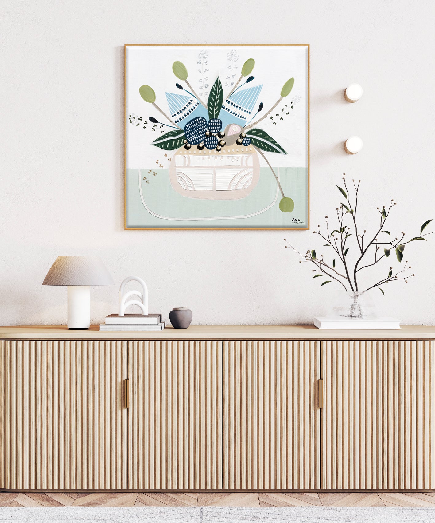 Banksia Botanicals abstract Australian botanical artwork featuring the iconic Banksia flower, textured contemporary wall art with soft blues, earthy greens, and pink tones inspired by native Australian flora. Perfect for art collectors, interior designers, and lovers of Australian botanical paintings and prints seeking modern nature-inspired décor.